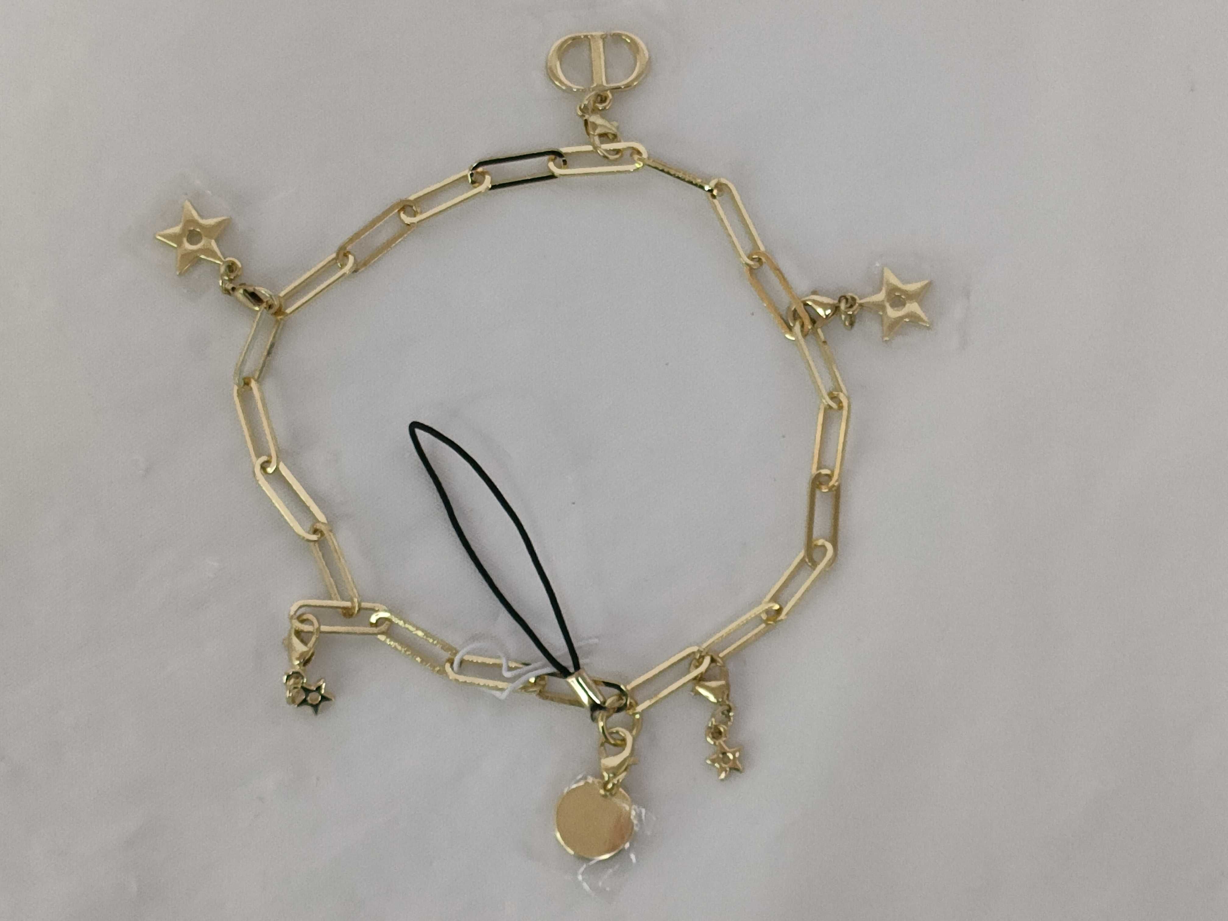 Dior Beauty Gold-Tone Star and Logo Charm Phone Strap and Bracelet