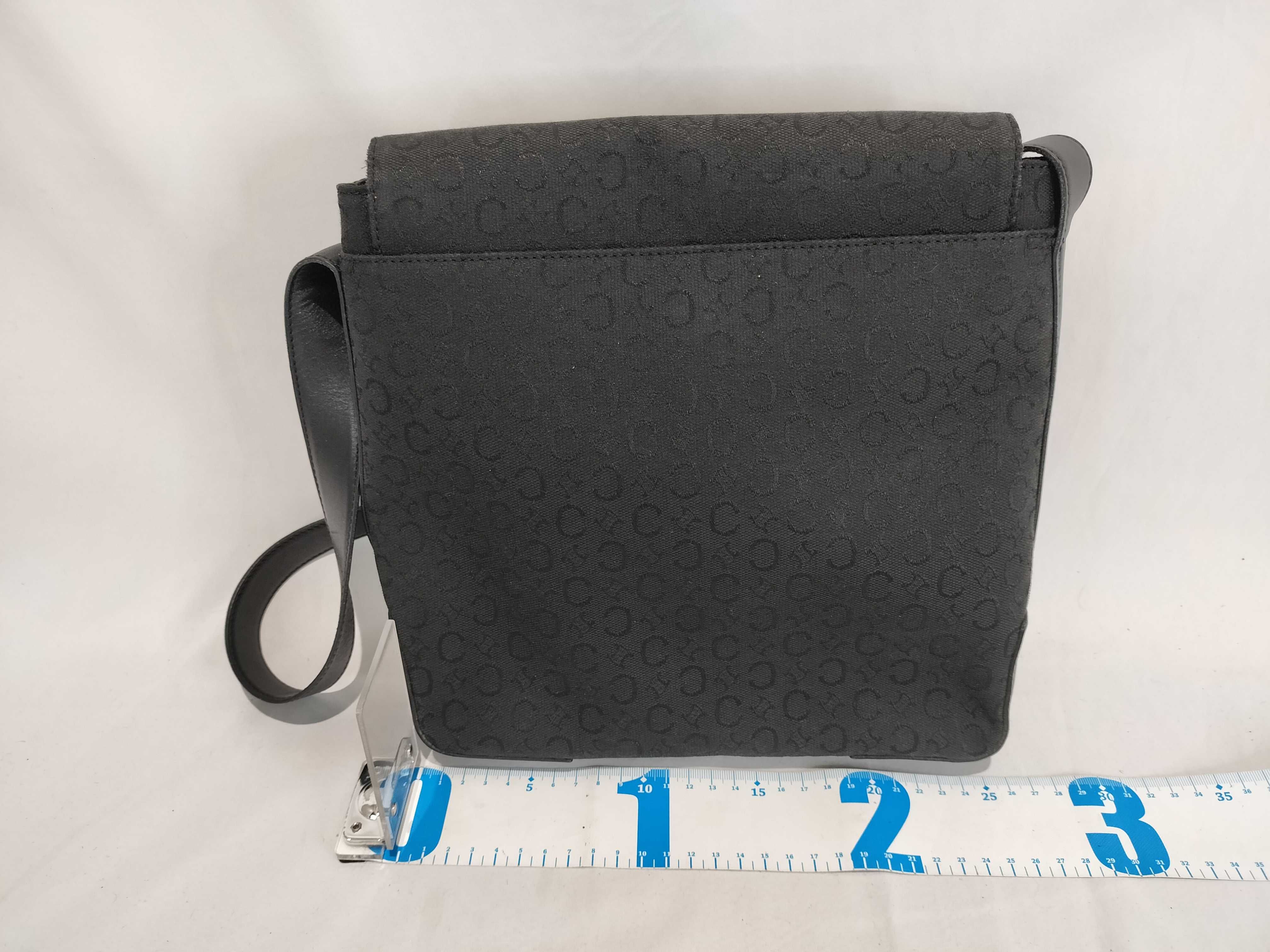 Celine C Macadam Black Monogram Canvas and Leather Messenger Bag