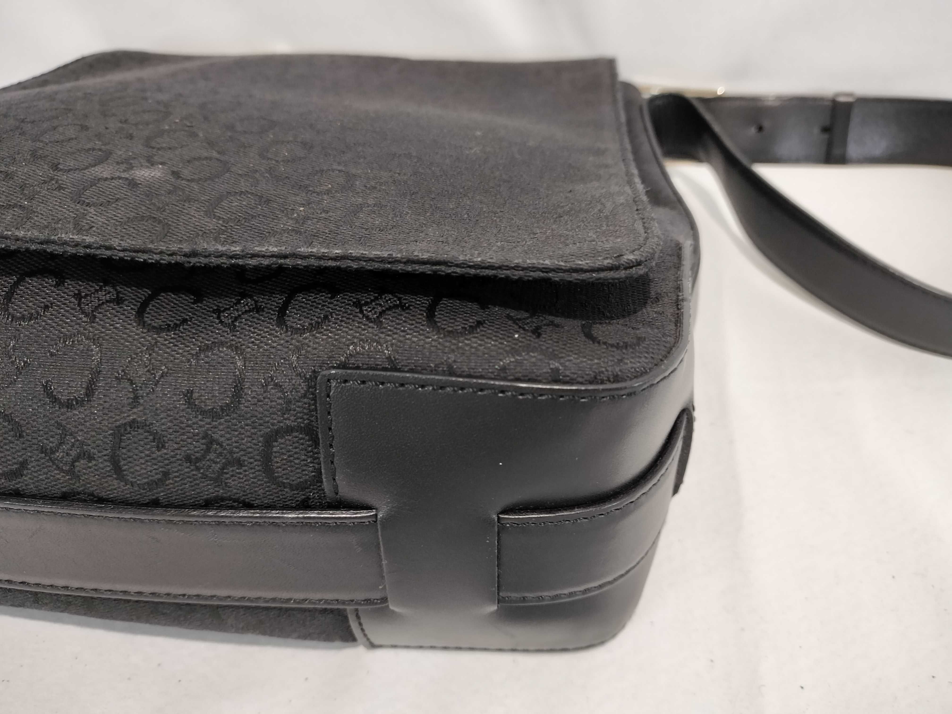 Celine C Macadam Black Monogram Canvas and Leather Messenger Bag
