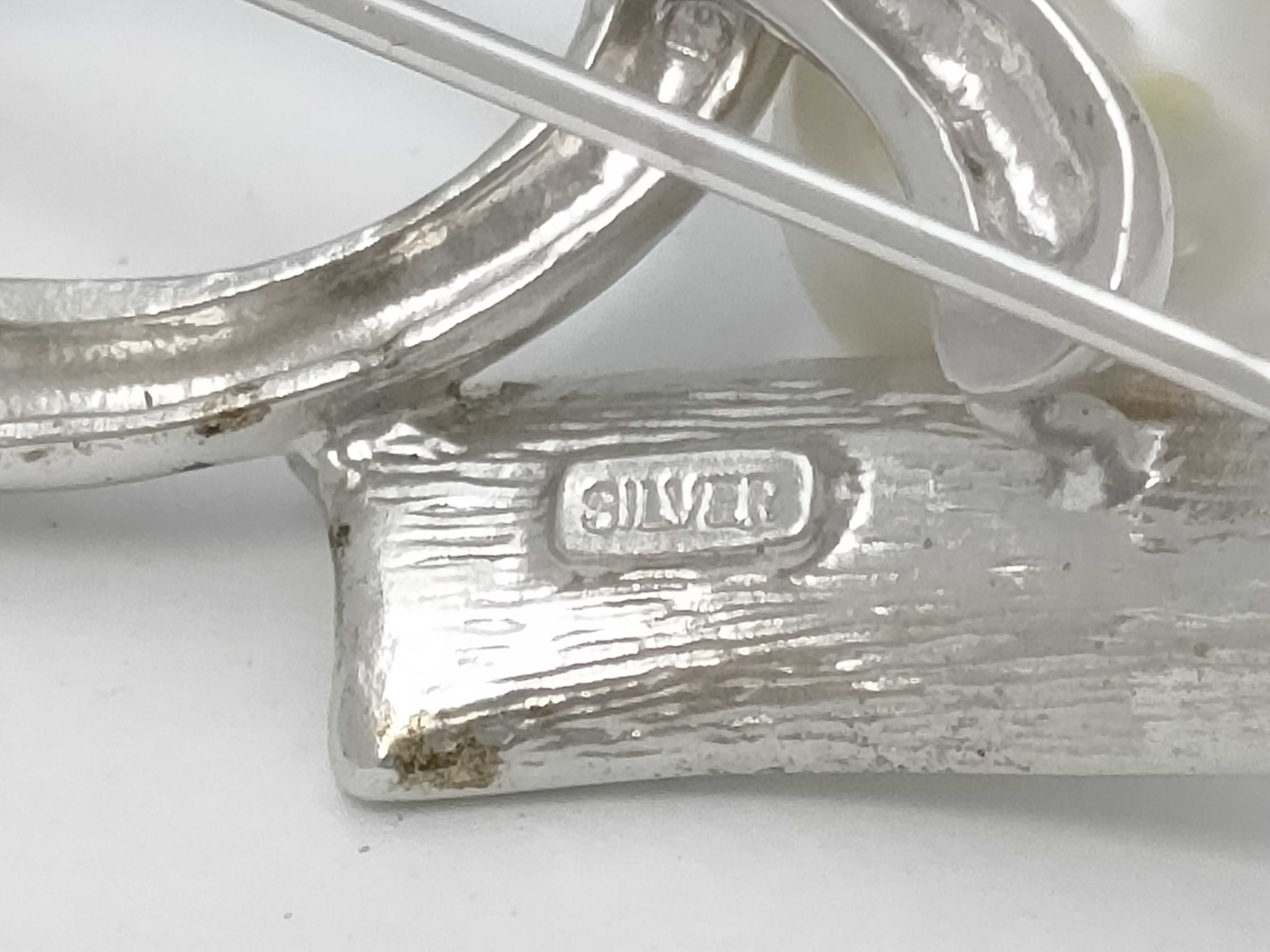 Two Modernist Sterling Silver and Pearl Brooches