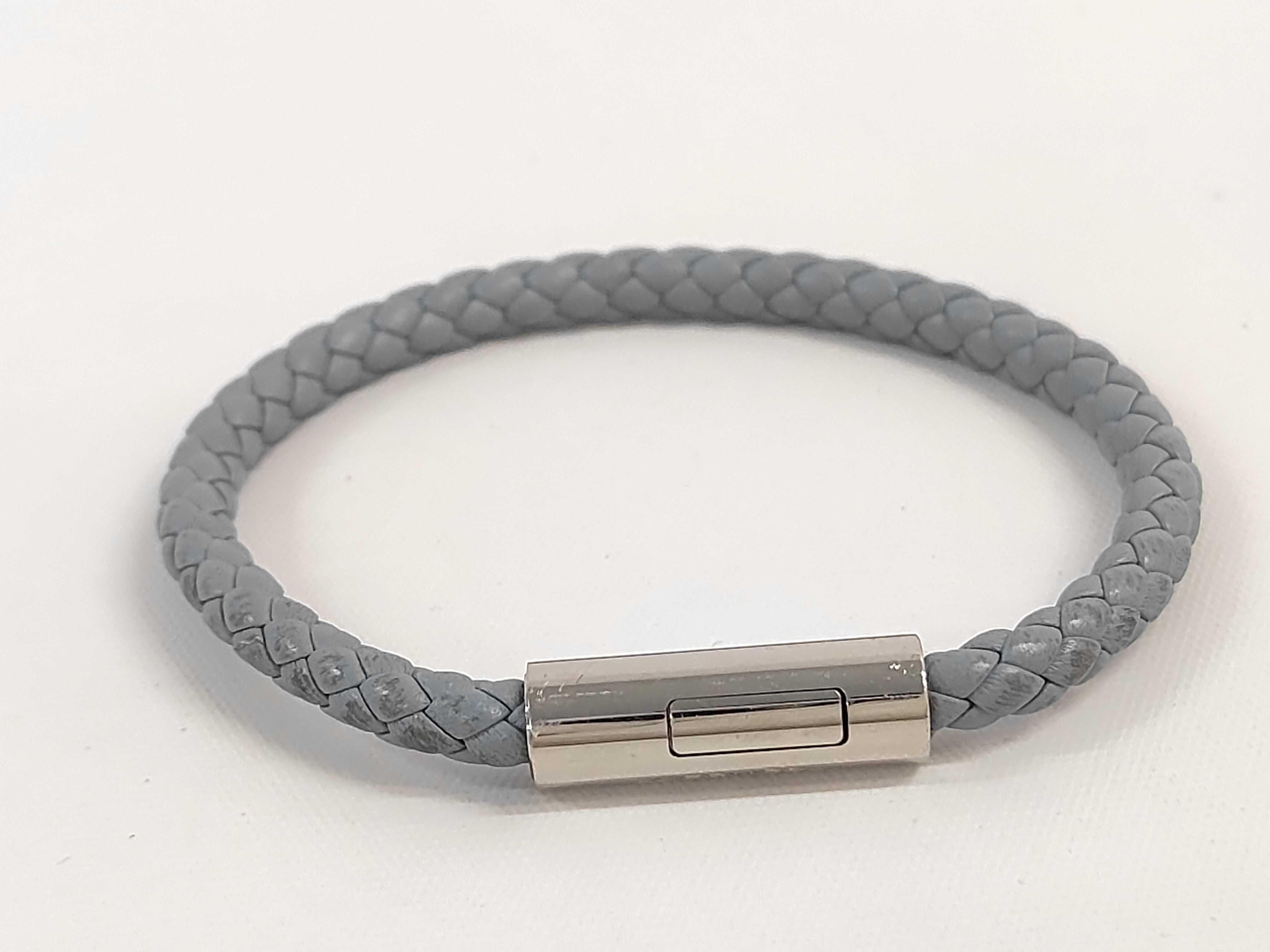 Hermes Gray Braided Leather Bracelet