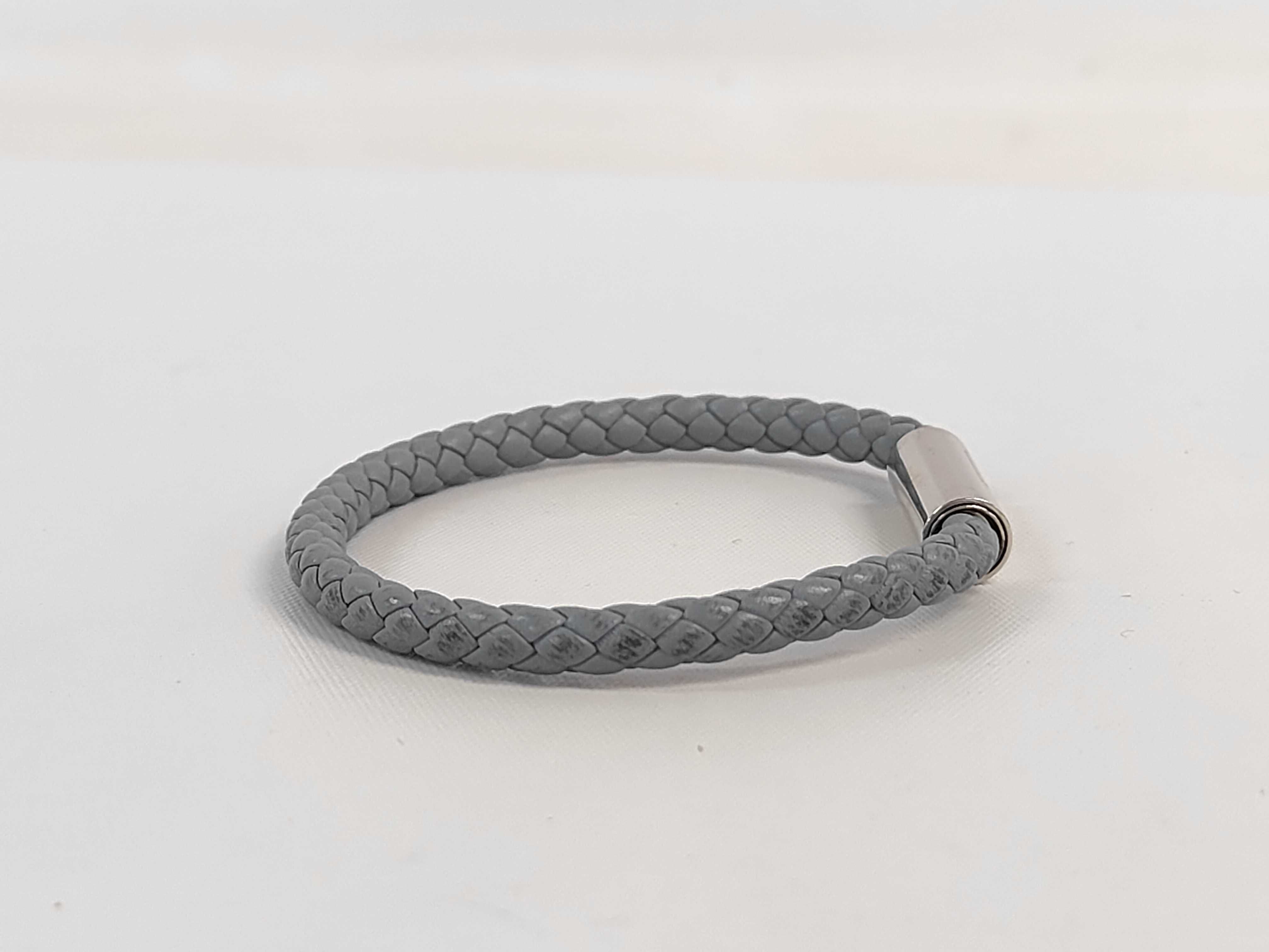 Hermes Gray Braided Leather Bracelet
