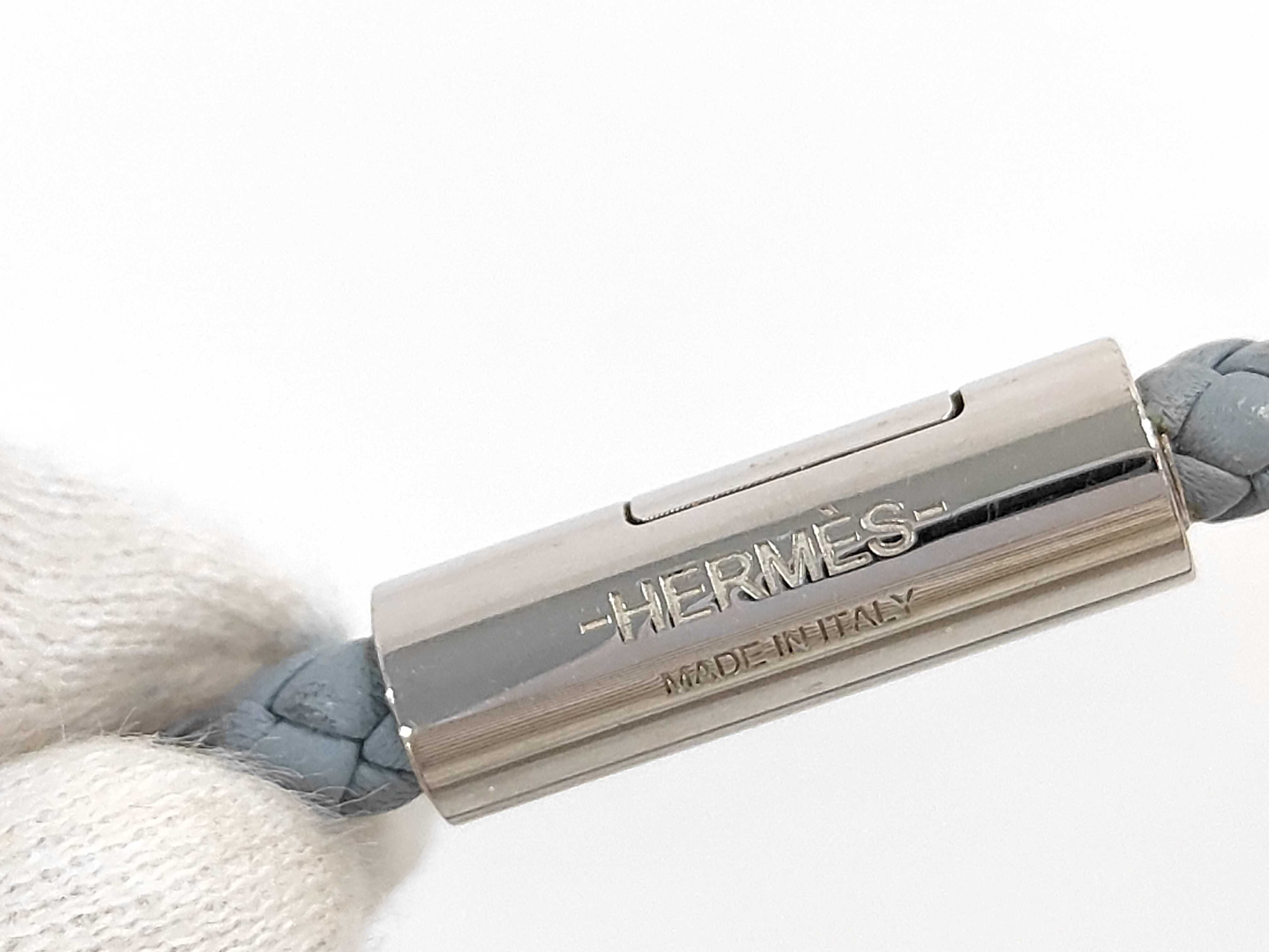 Hermes Gray Braided Leather Bracelet