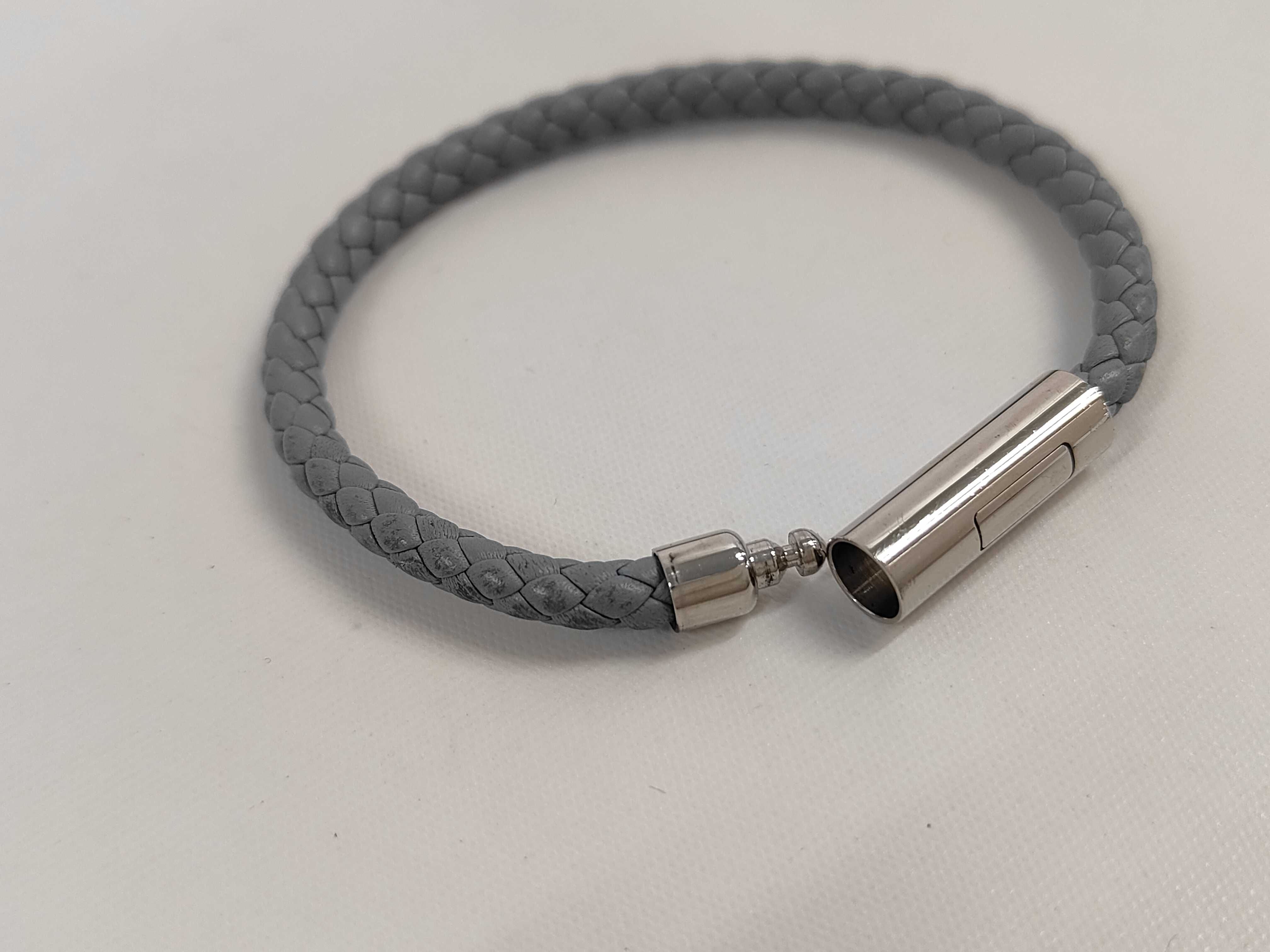 Hermes Gray Braided Leather Bracelet