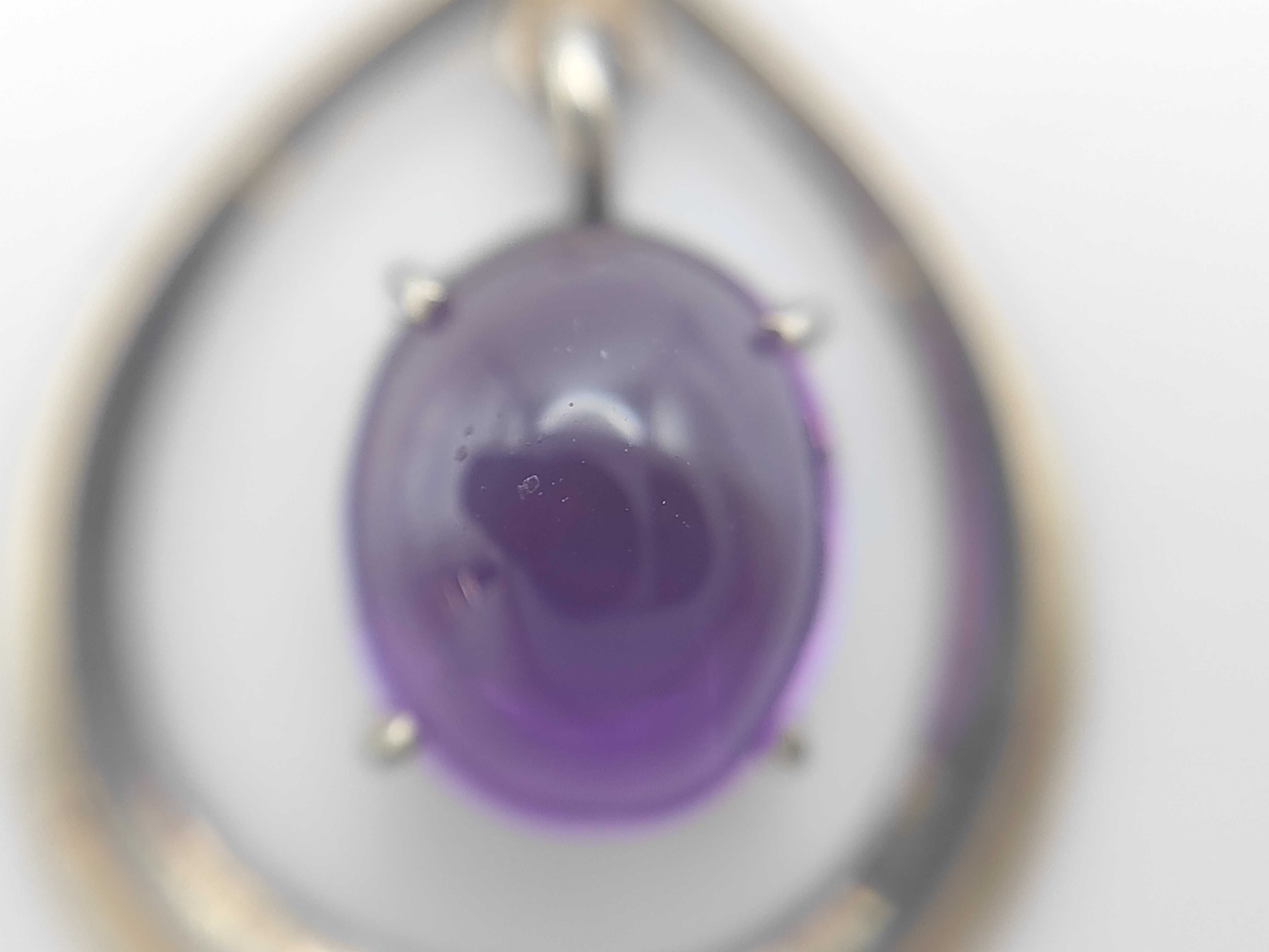 14 Karat White Gold and Amethyst Teardrop Pendant Necklace