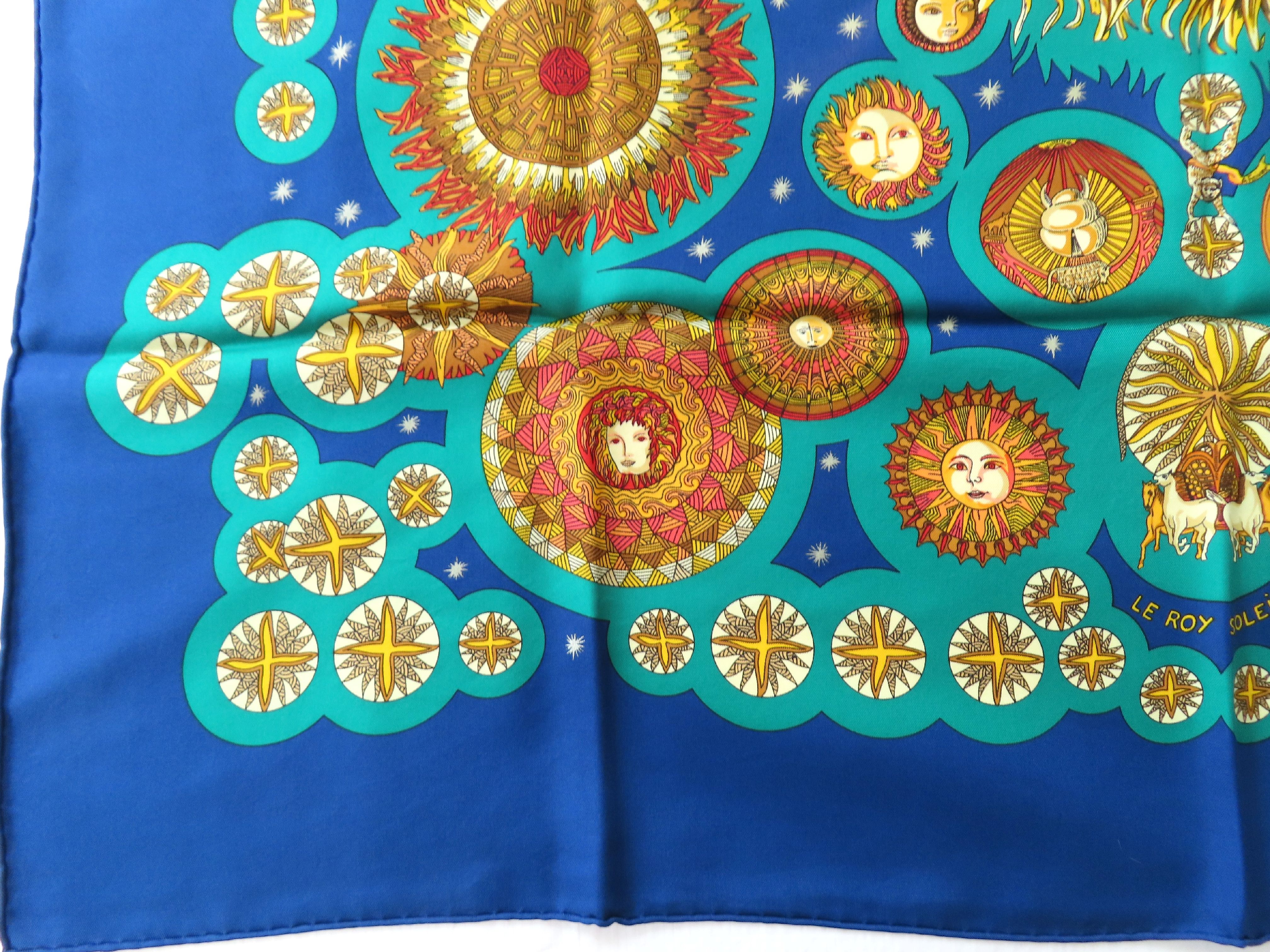 Hermes Le Roy Soleil Silk Carre 90 Scarf by Annie Faivre