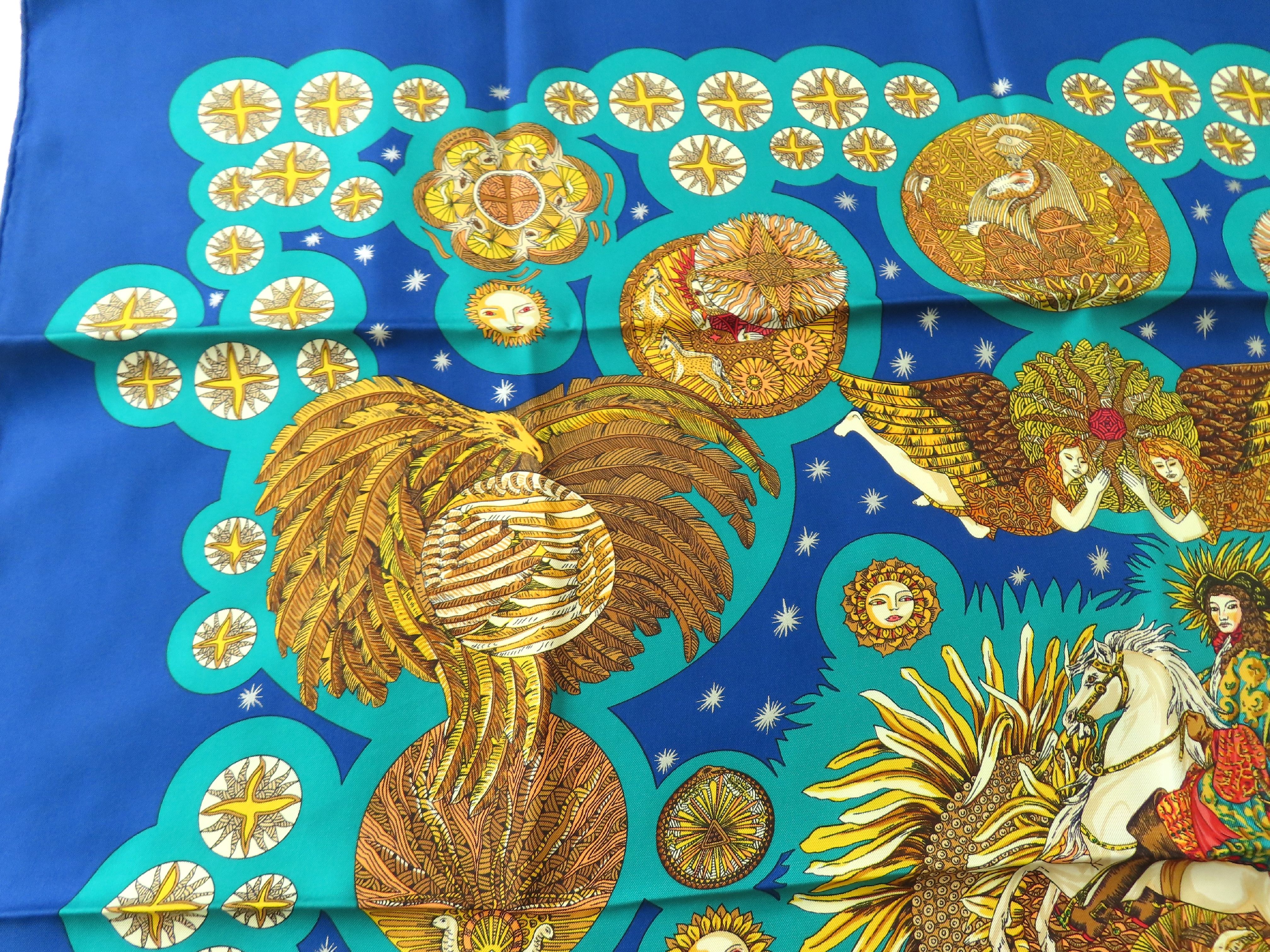 Hermes Le Roy Soleil Silk Carre 90 Scarf by Annie Faivre