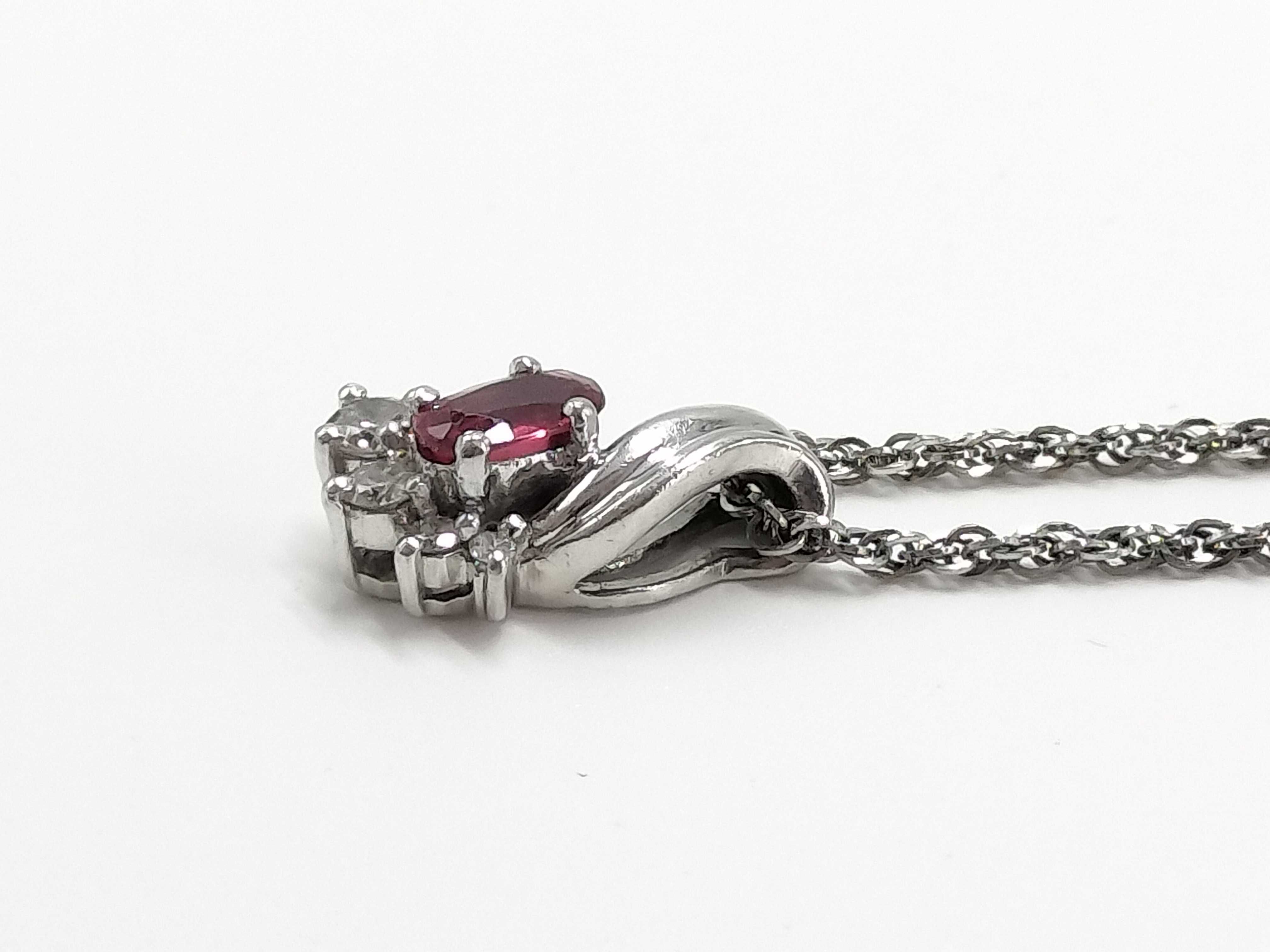 Platinum Necklace with Ruby and Diamond Pendant