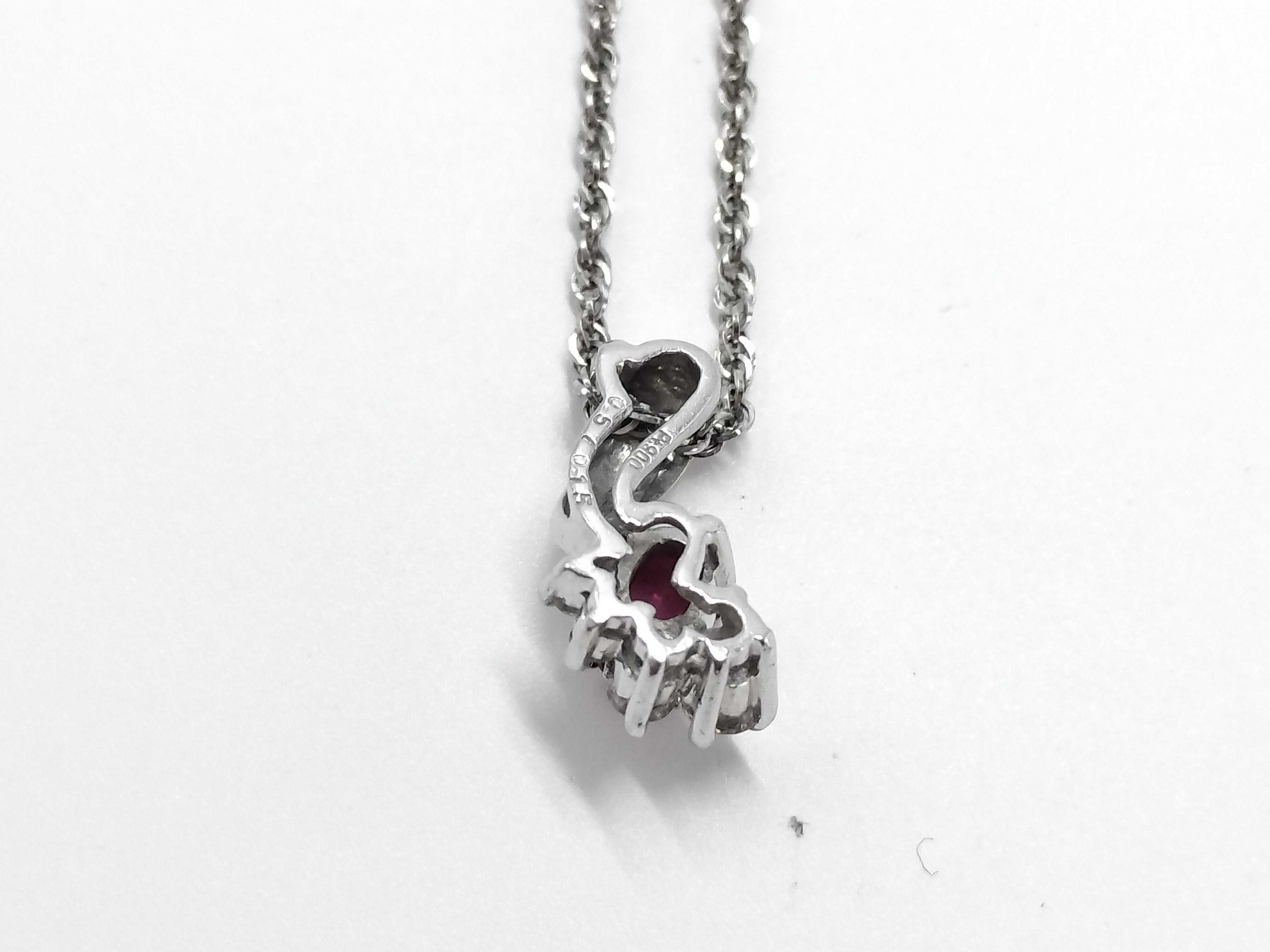Platinum Necklace with Ruby and Diamond Pendant