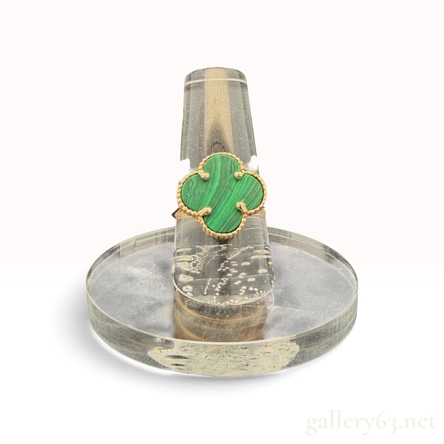 14k Clover Malachite Ring