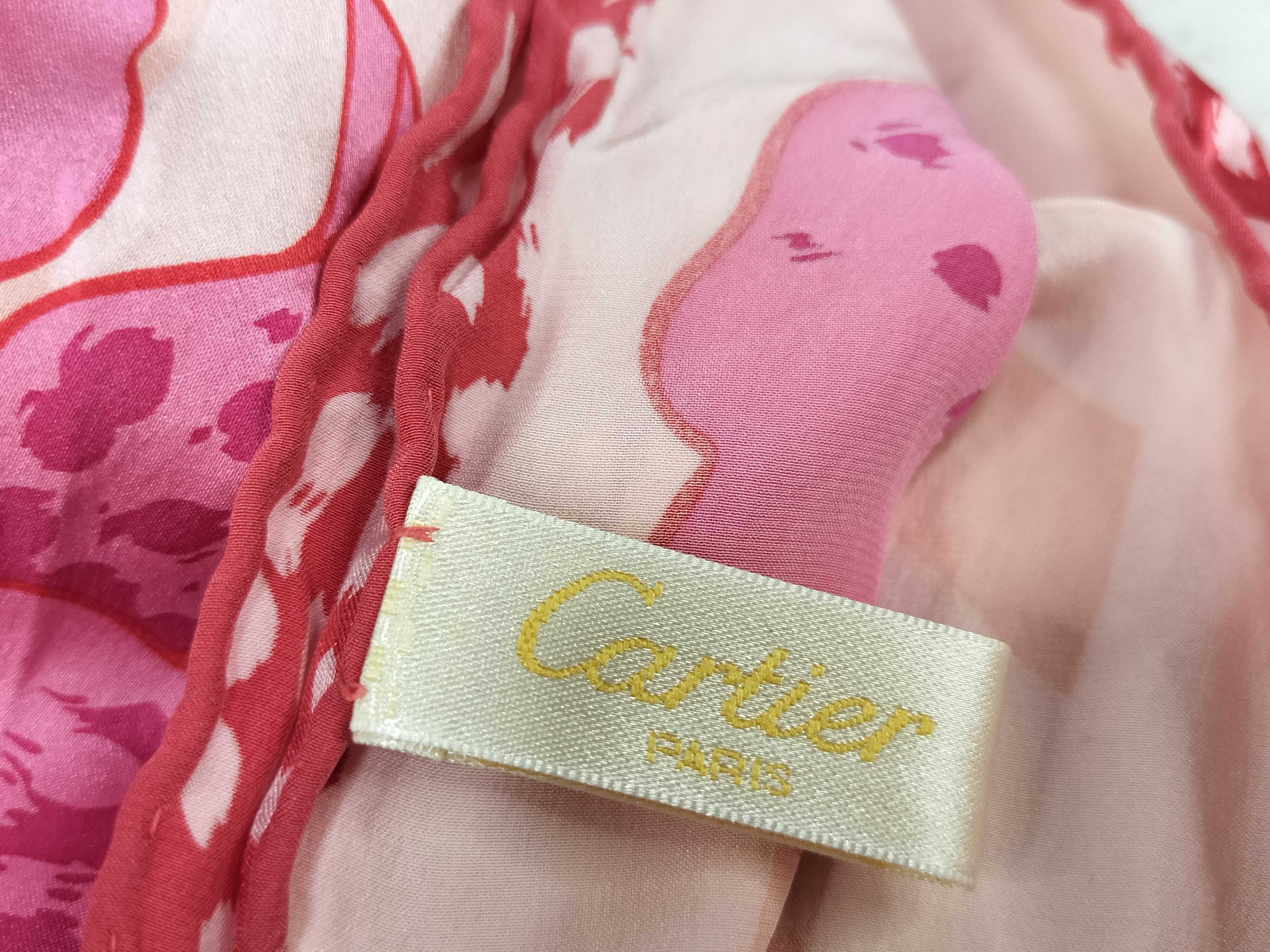 Cartier Paris Leopard Orchid Motif Silk Scarf