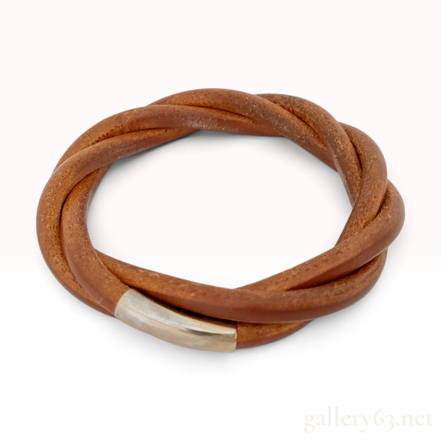Hermes Leather Tornado Bangle Bracelet