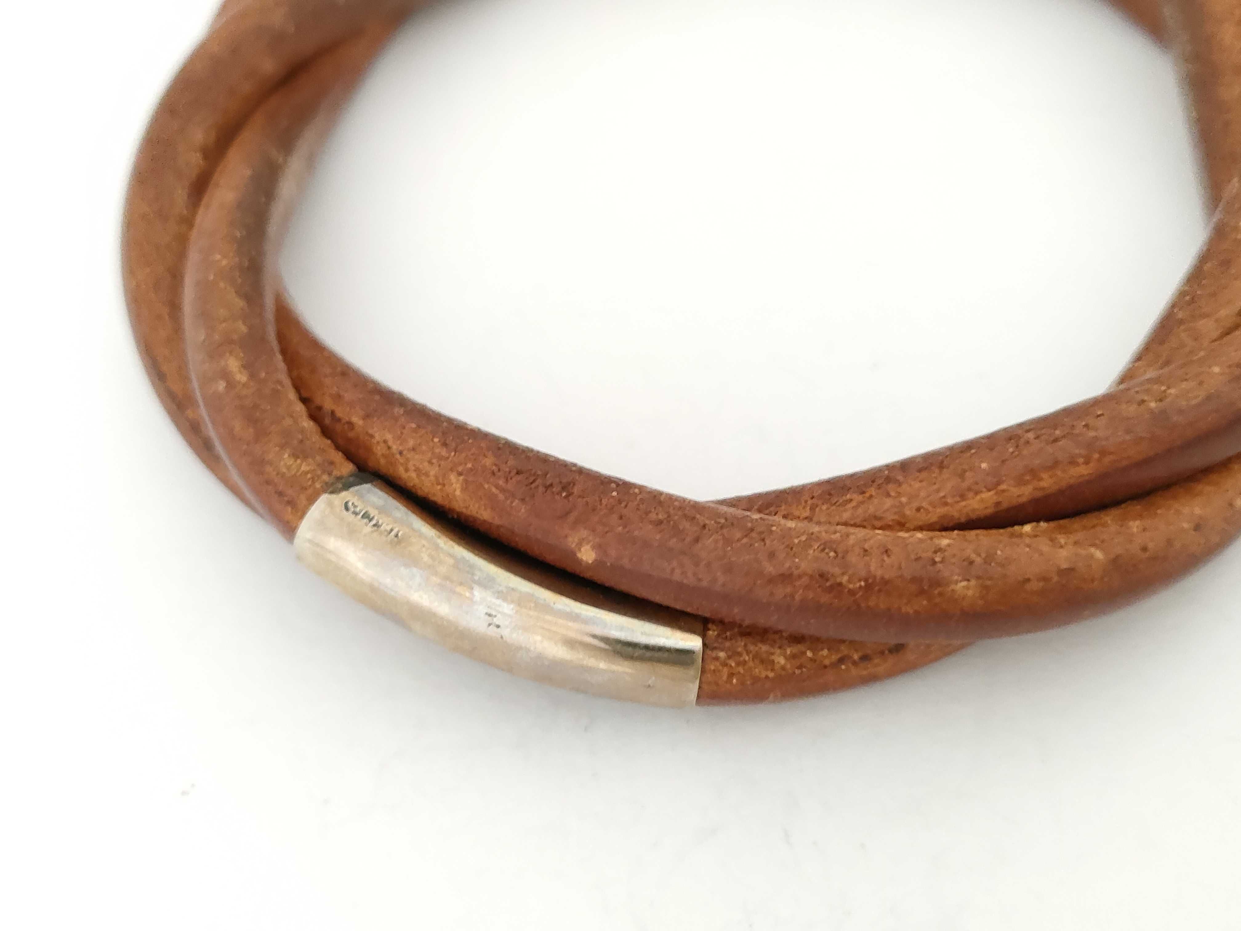 Hermes Leather Tornado Bangle Bracelet