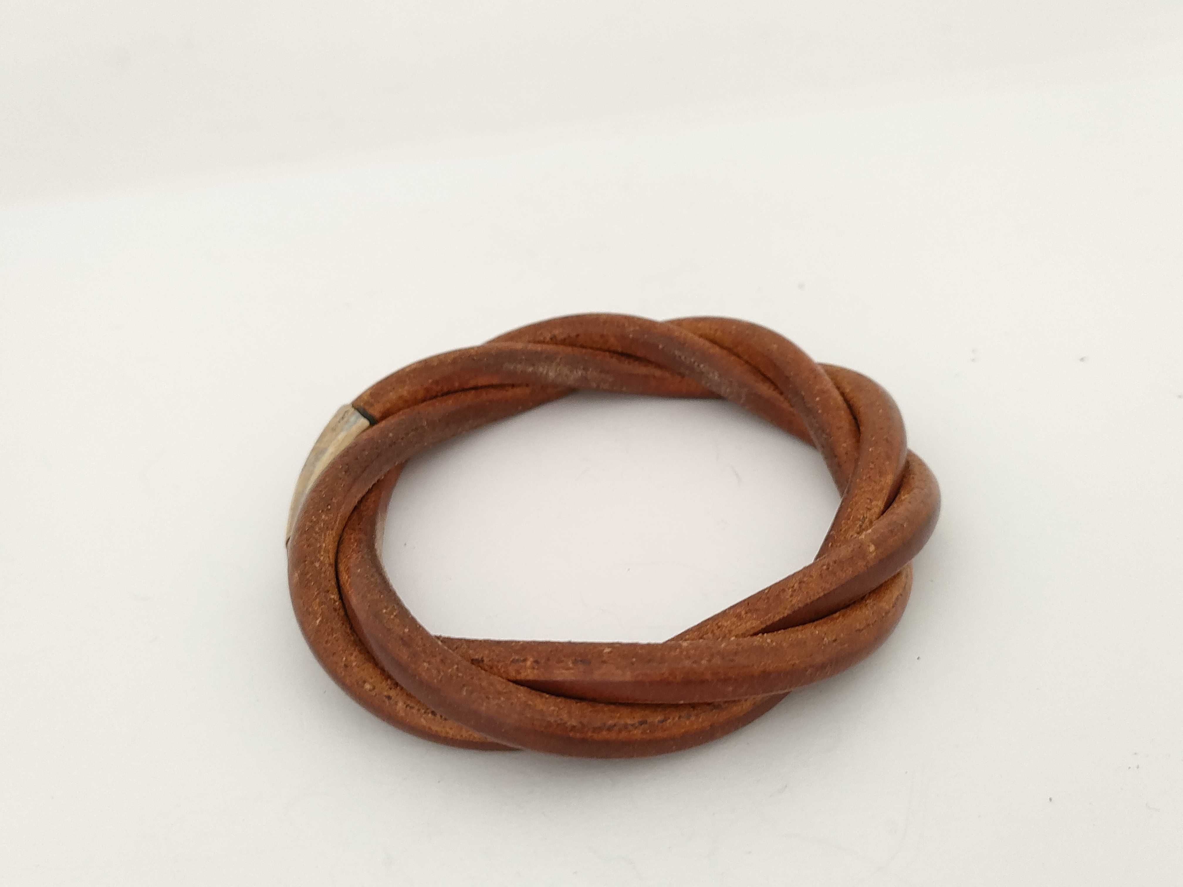 Hermes Leather Tornado Bangle Bracelet