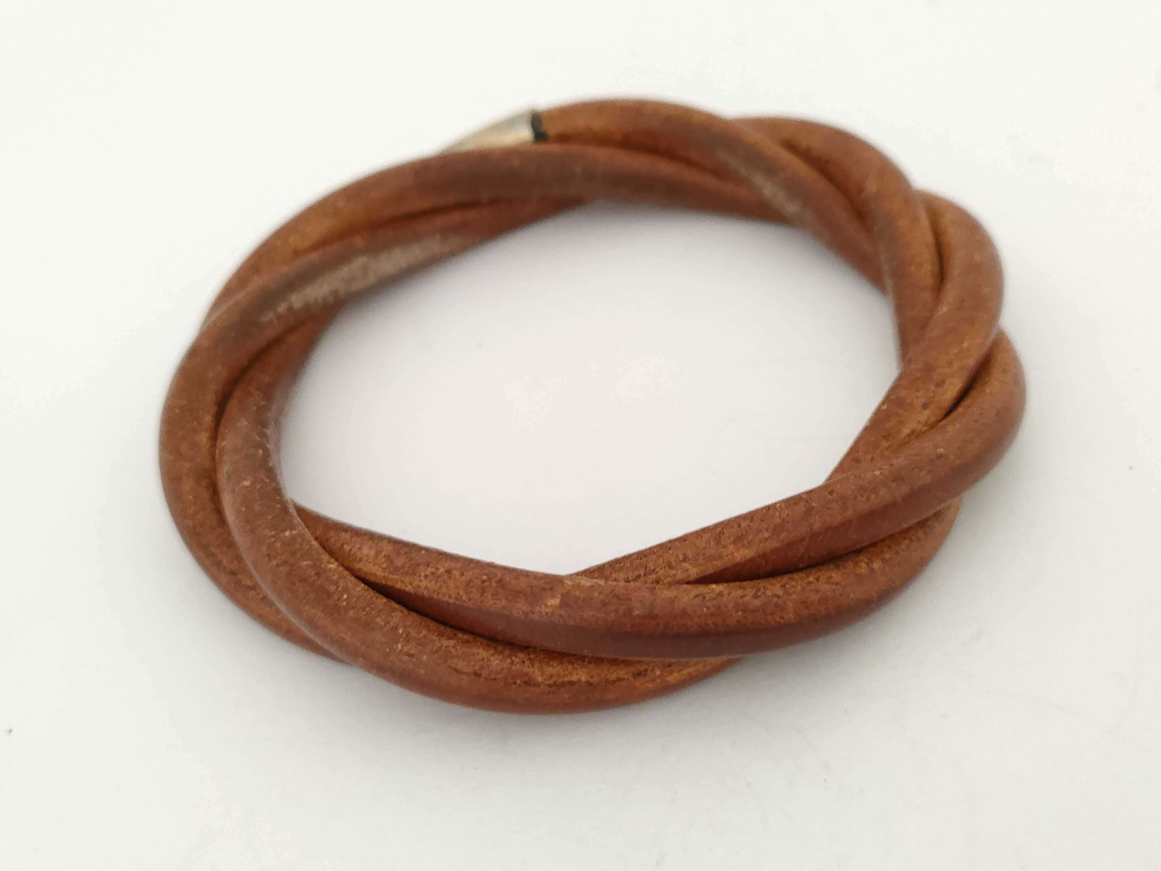 Hermes Leather Tornado Bangle Bracelet
