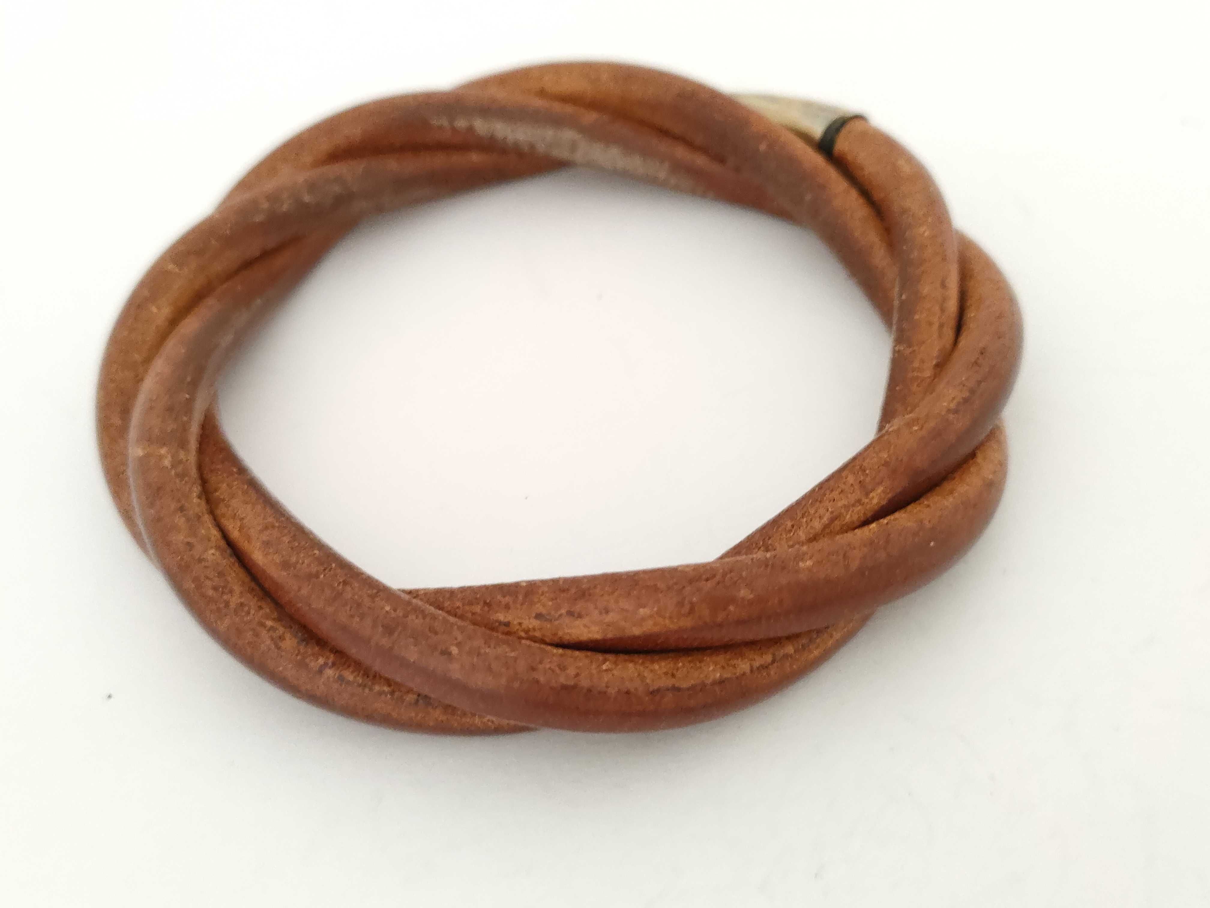 Hermes Leather Tornado Bangle Bracelet