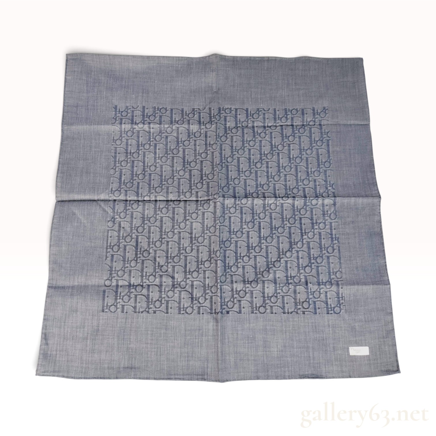 Christian Dior Oblique Monogram Blue and Grey Cotton Scarf