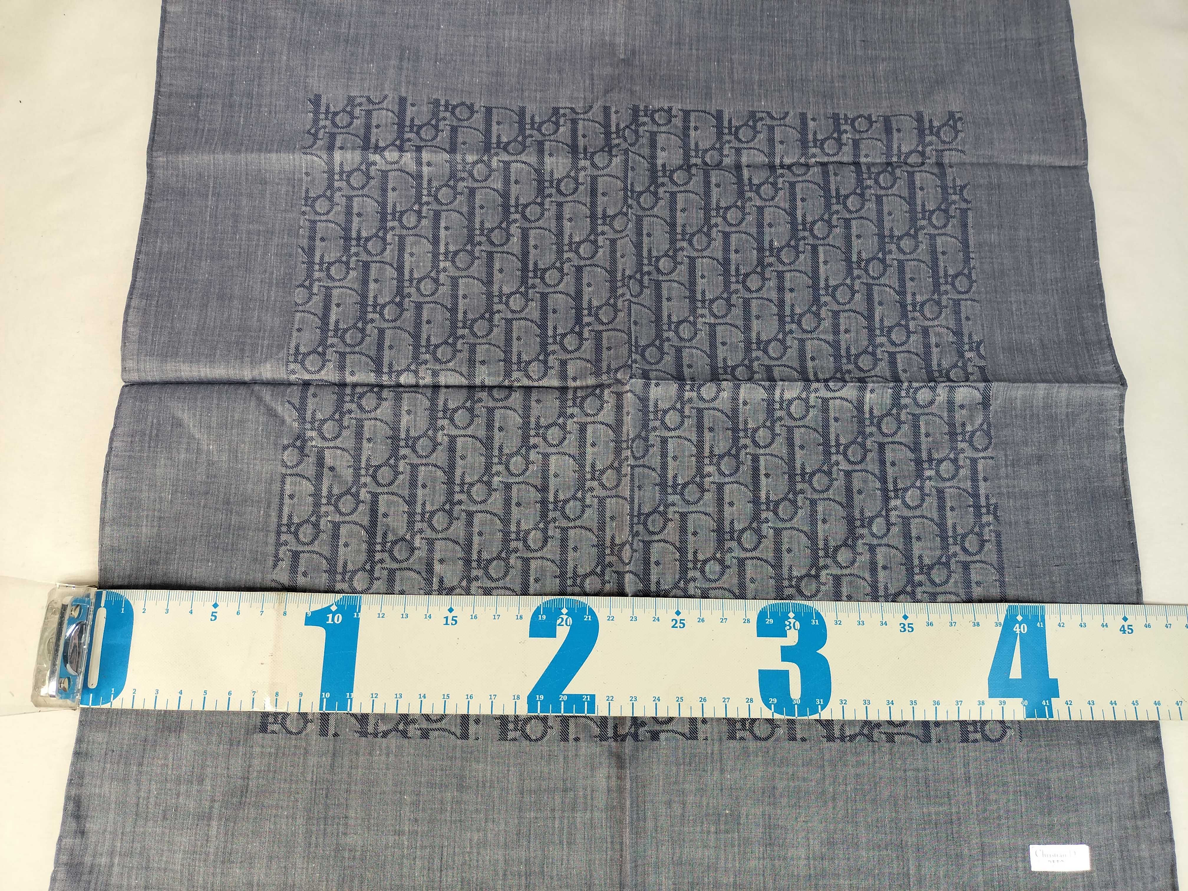 Christian Dior Oblique Monogram Blue and Grey Cotton Scarf