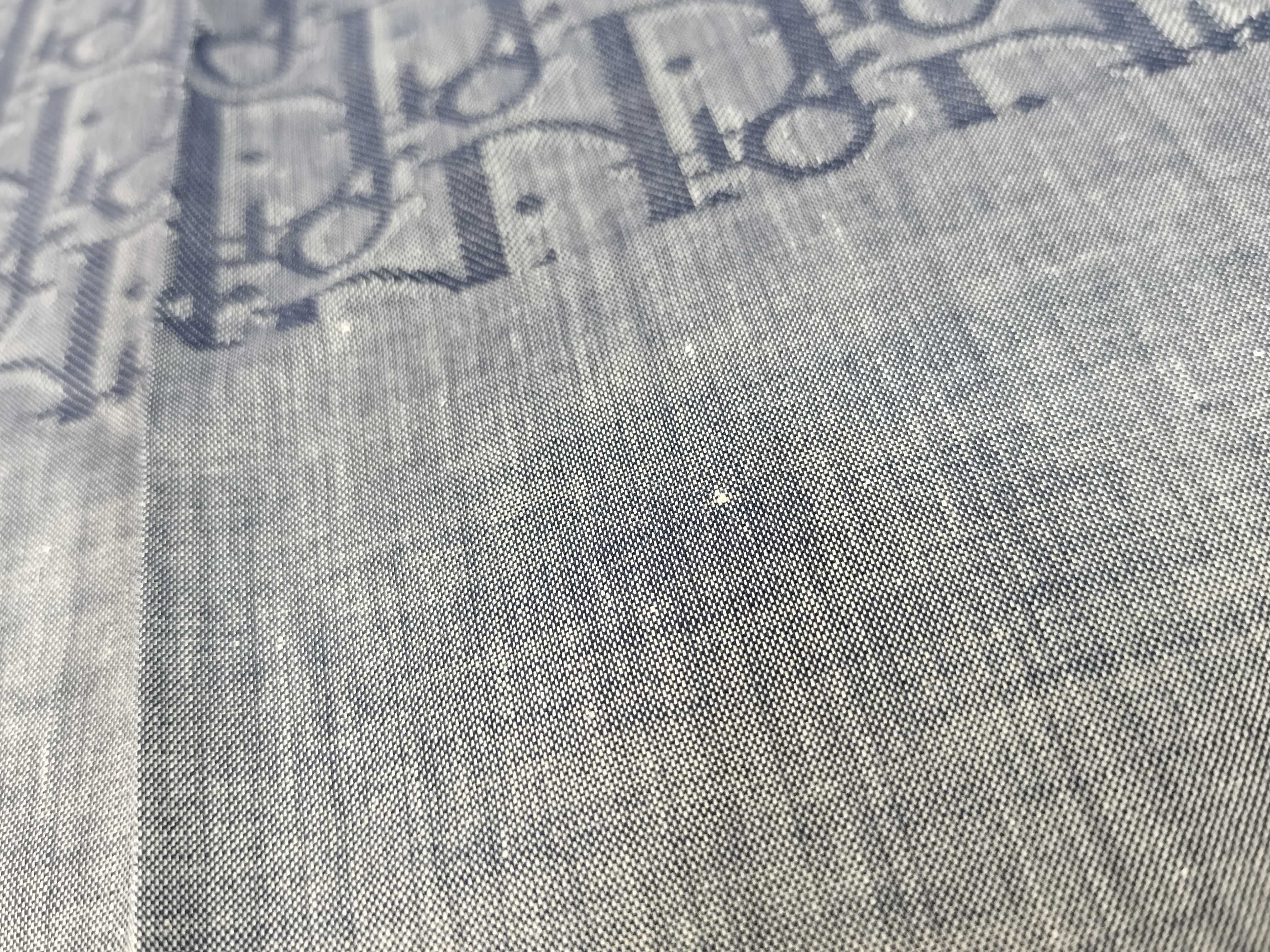 Christian Dior Oblique Monogram Blue and Grey Cotton Scarf