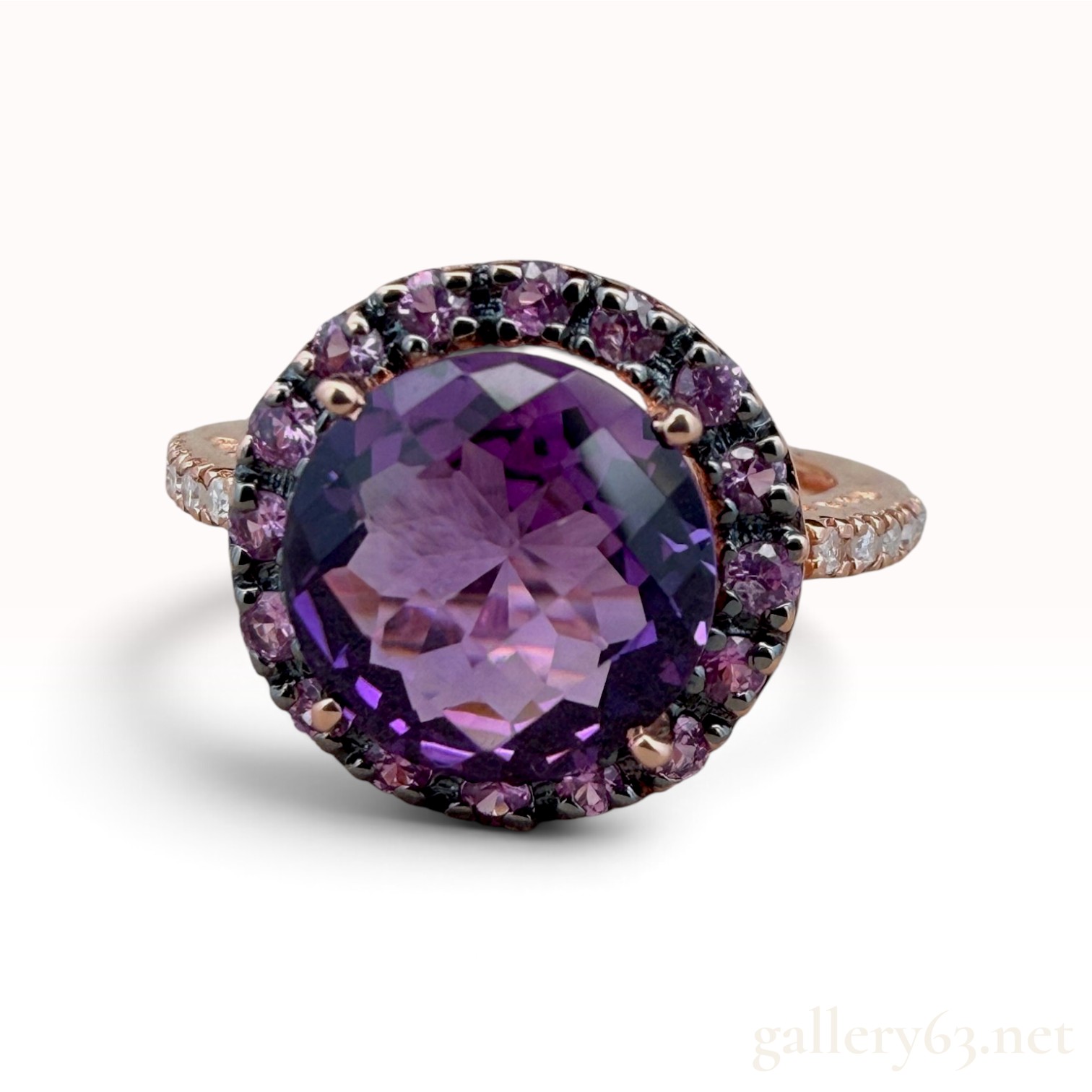 14k Amethyst Diamond Ring