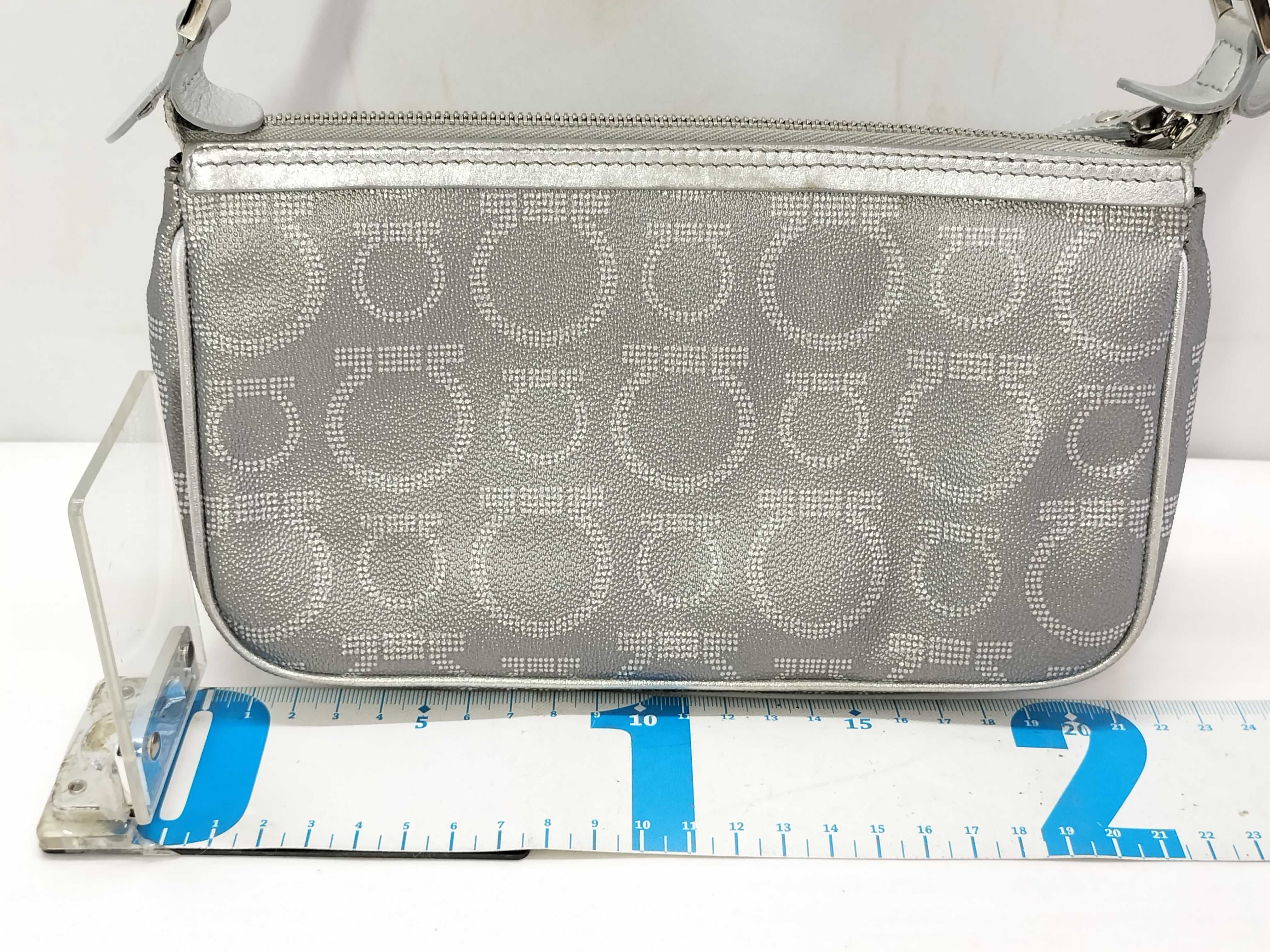 Salvatore Ferragamo Metallic Silver Gancini Monogram Pochette