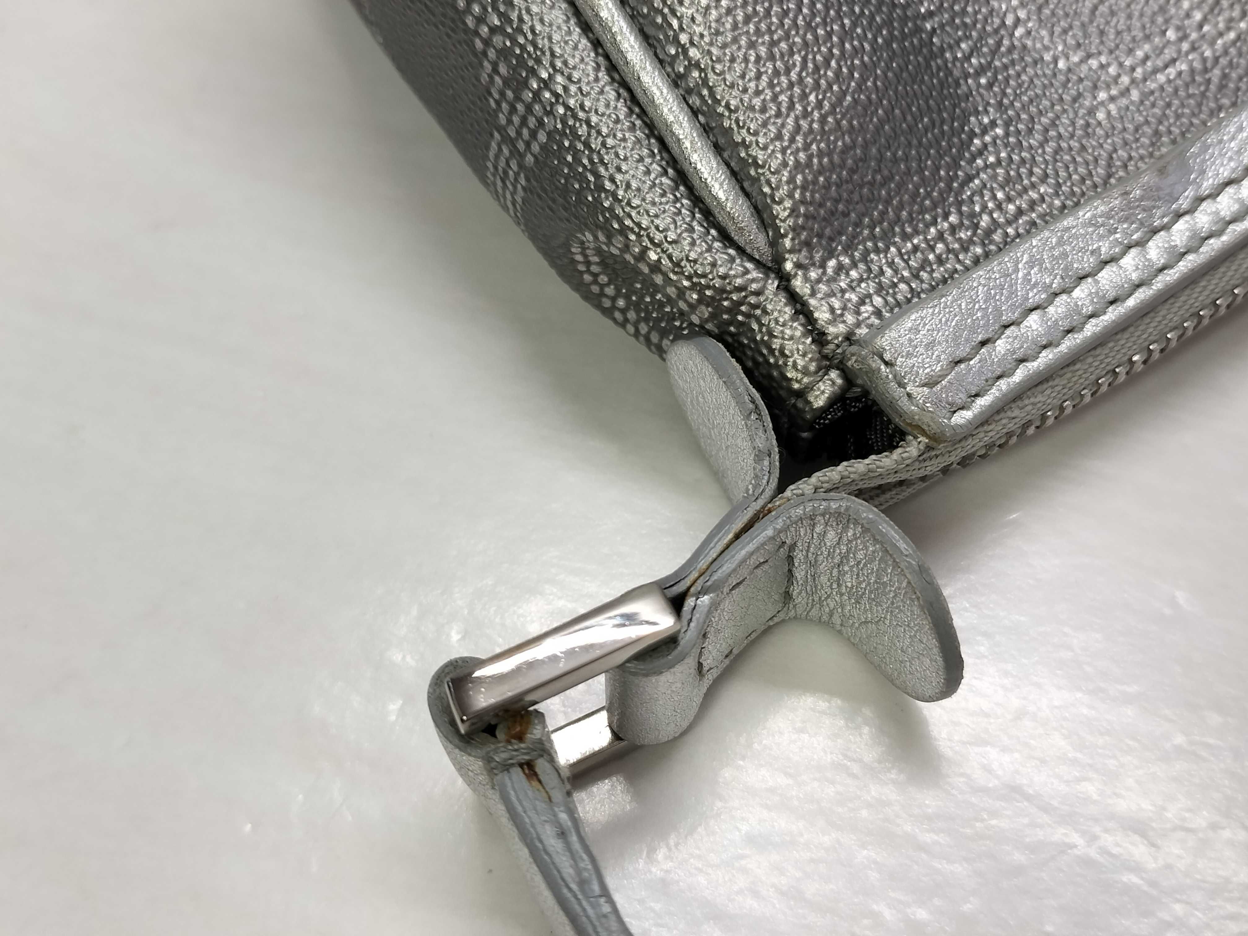 Salvatore Ferragamo Metallic Silver Gancini Monogram Pochette