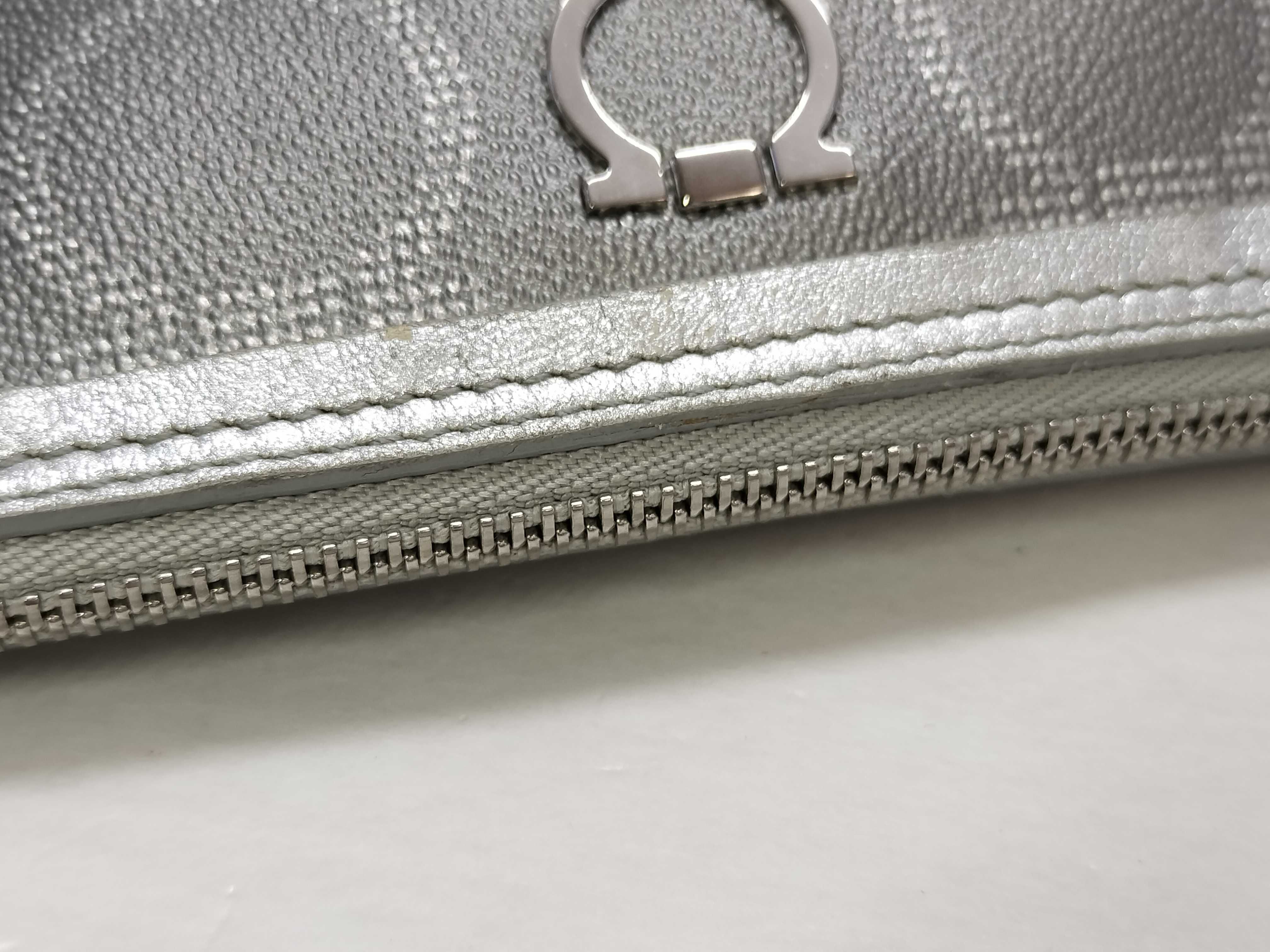 Salvatore Ferragamo Metallic Silver Gancini Monogram Pochette