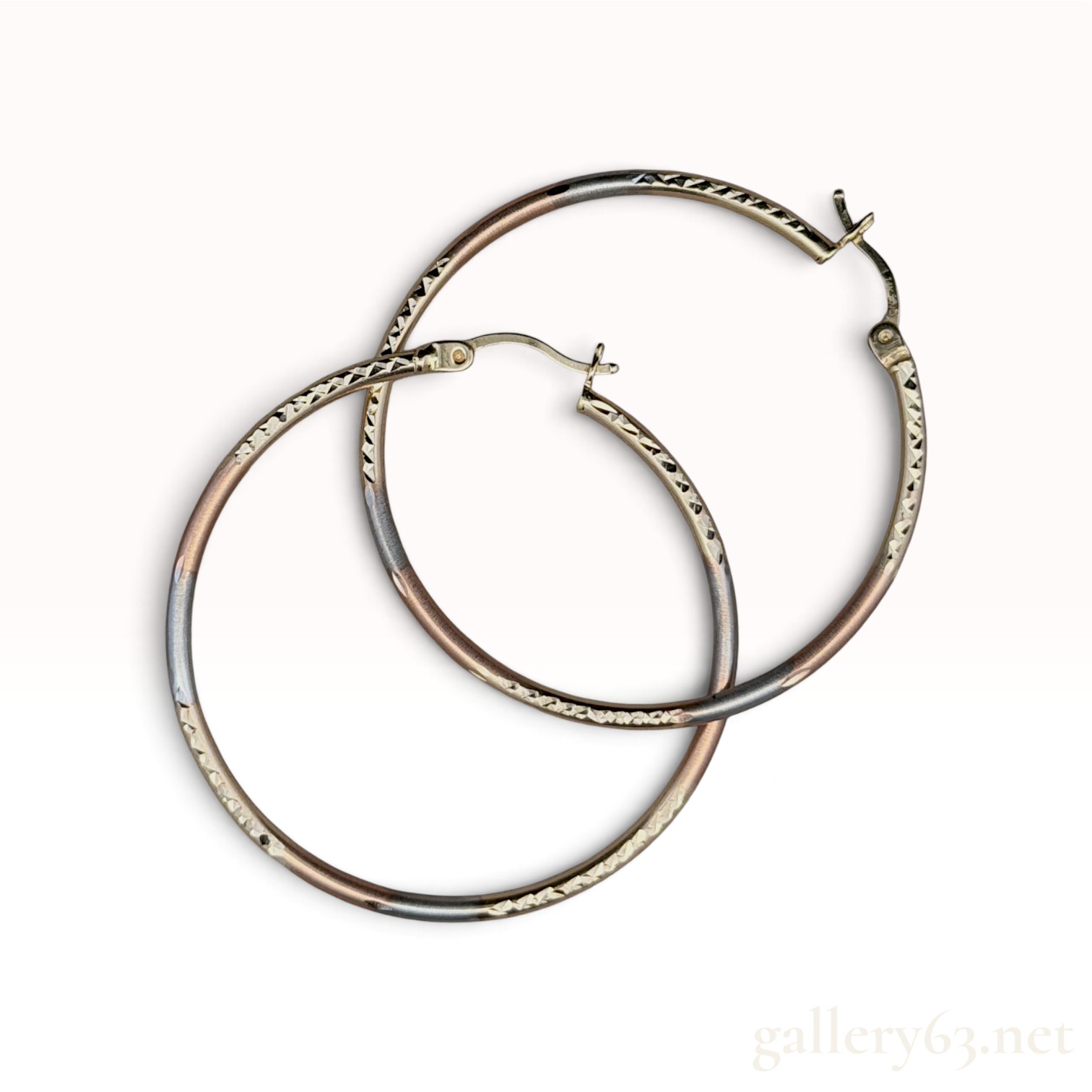 14k Tri-Tone Gold Hoops
