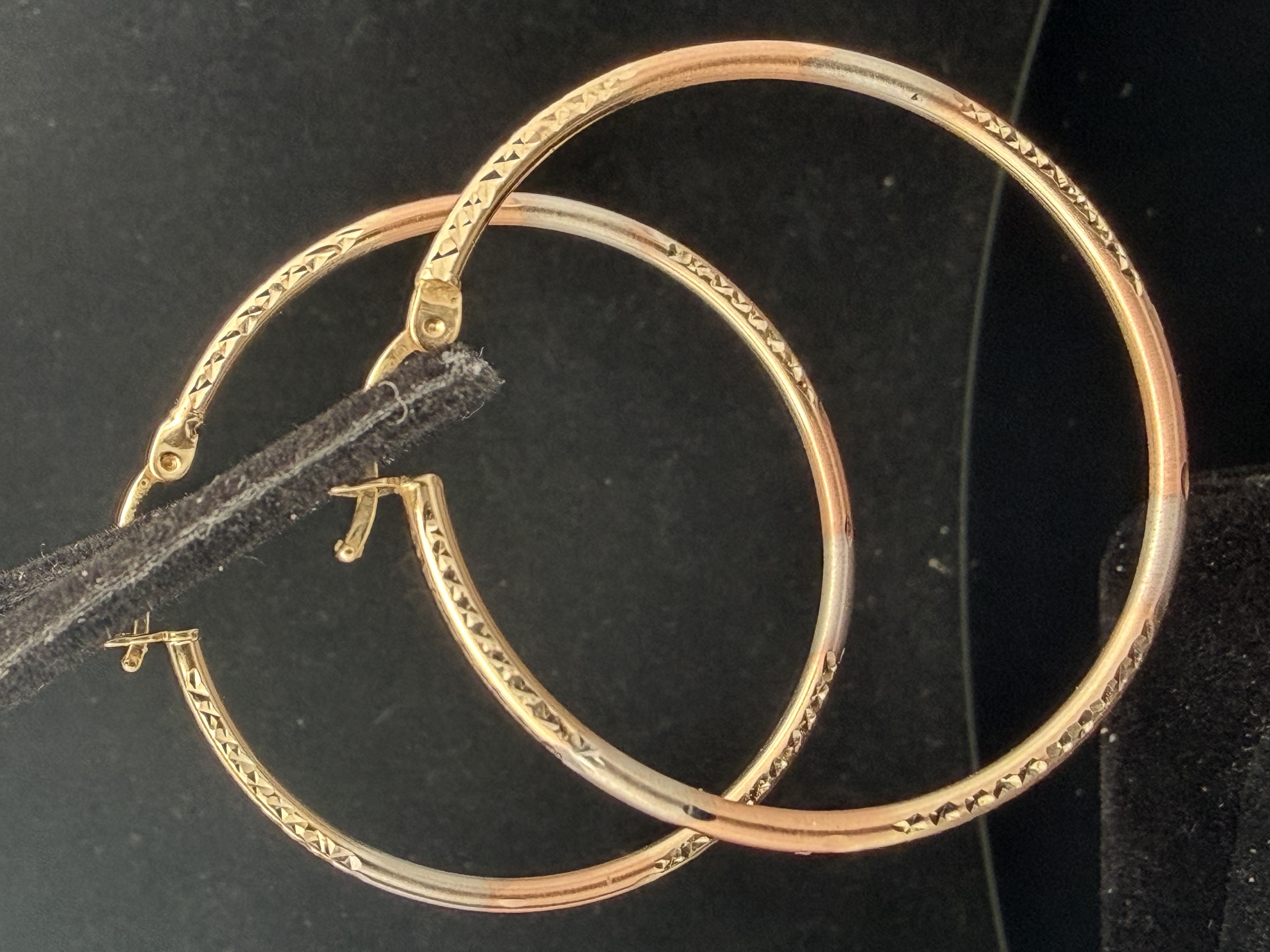 14k Tri-Tone Gold Hoops