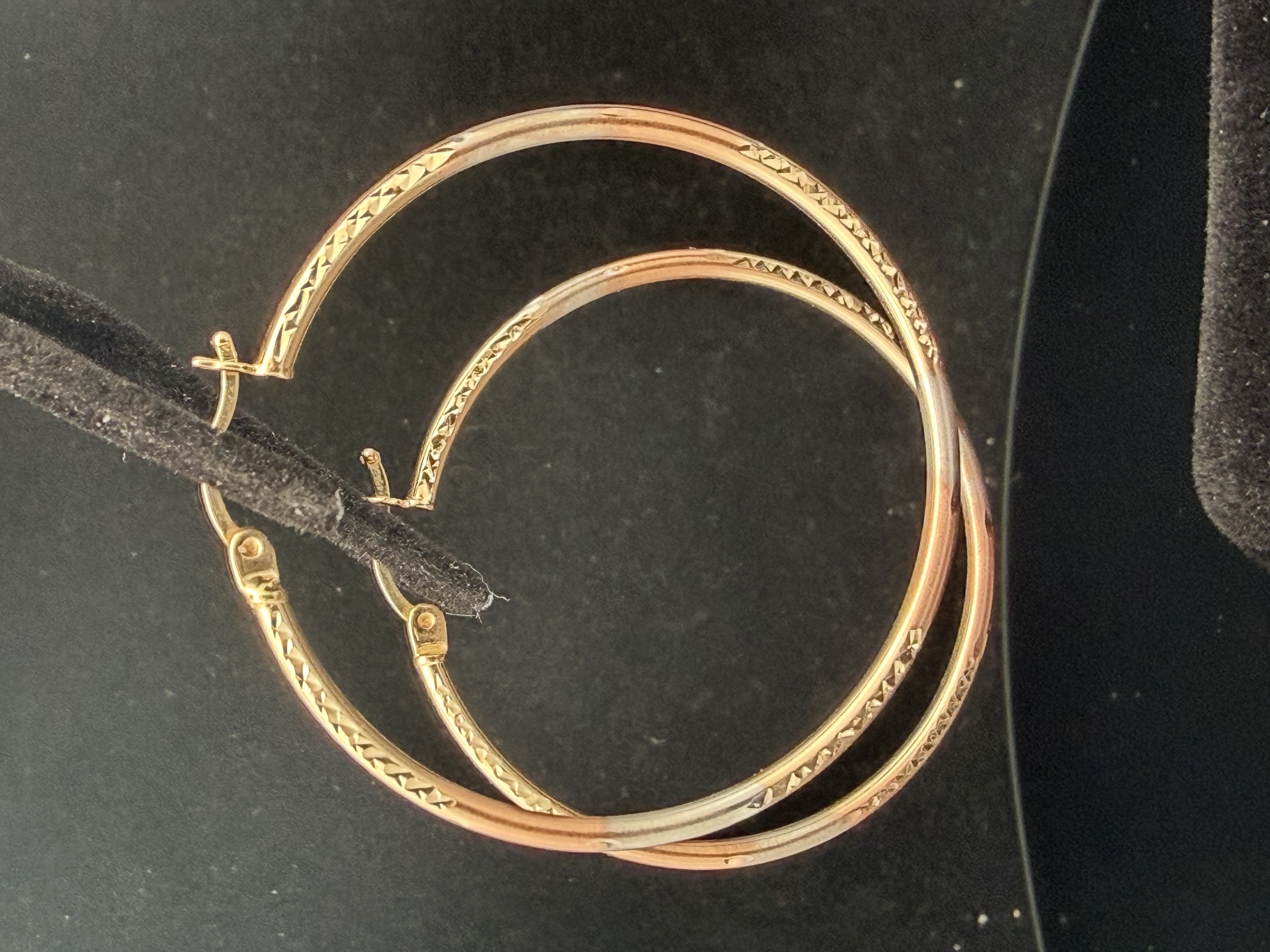 14k Tri-Tone Gold Hoops