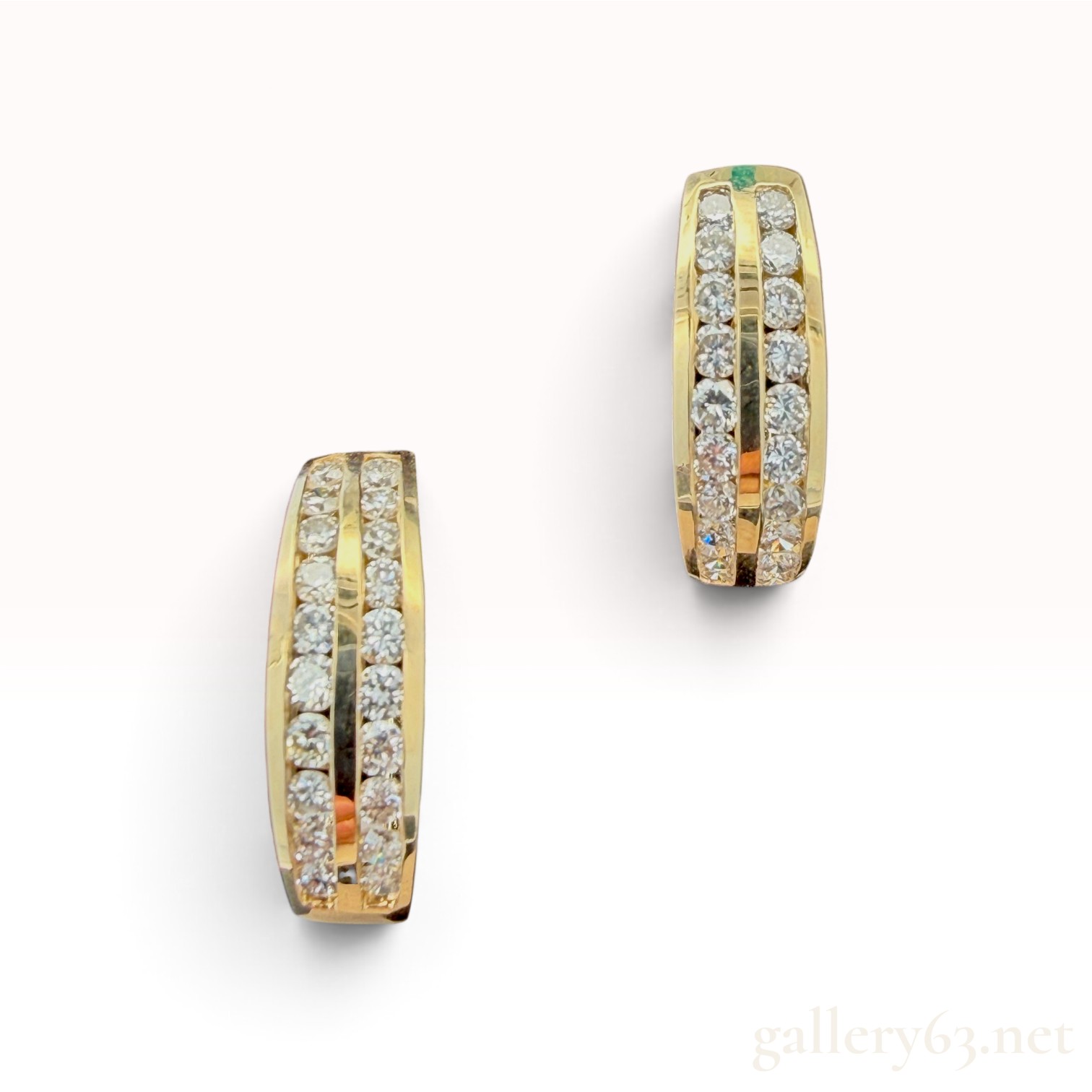 14k Yellow Gold Diamond Hoop Earrings