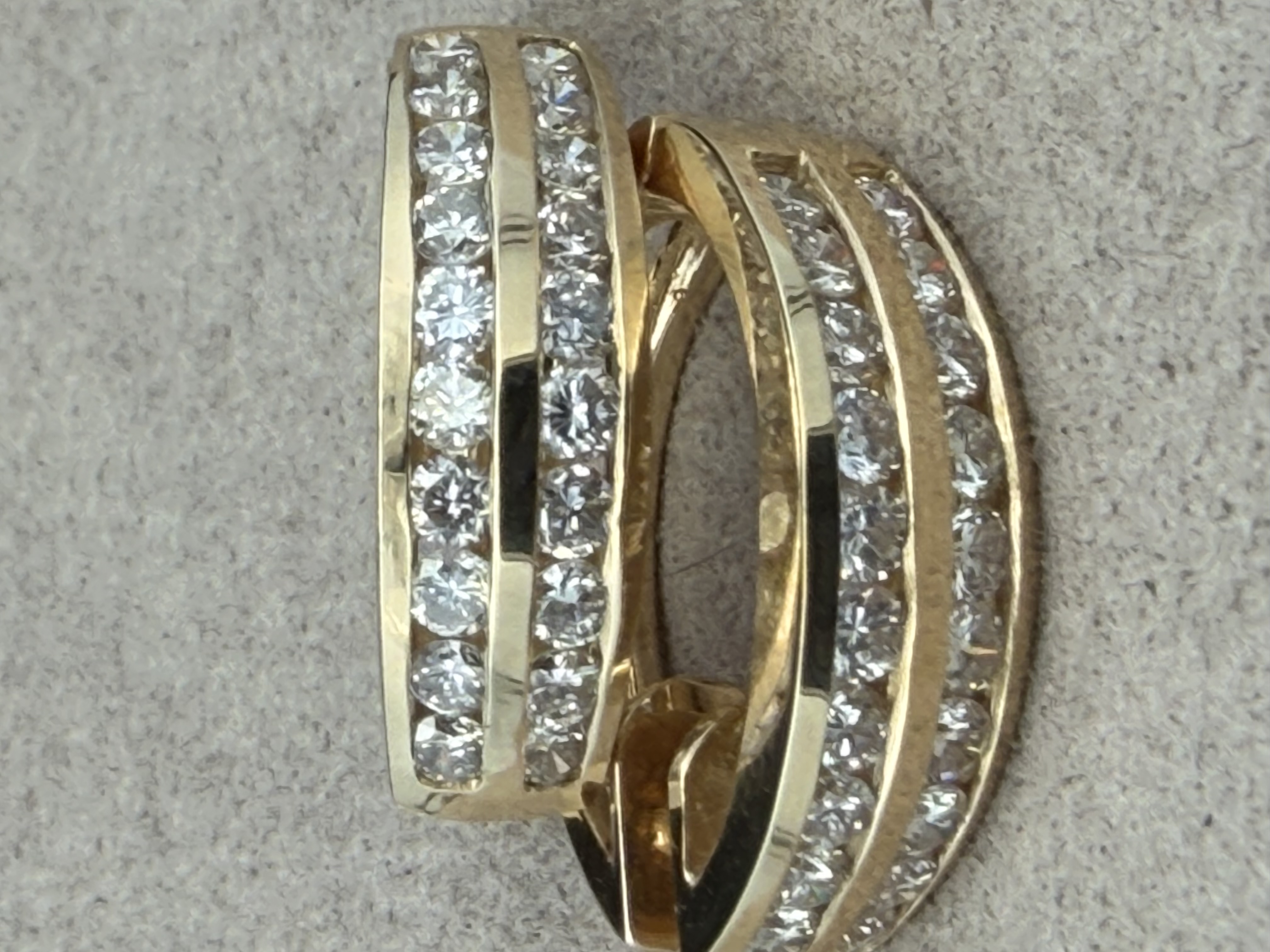 14k Yellow Gold Diamond Hoop Earrings