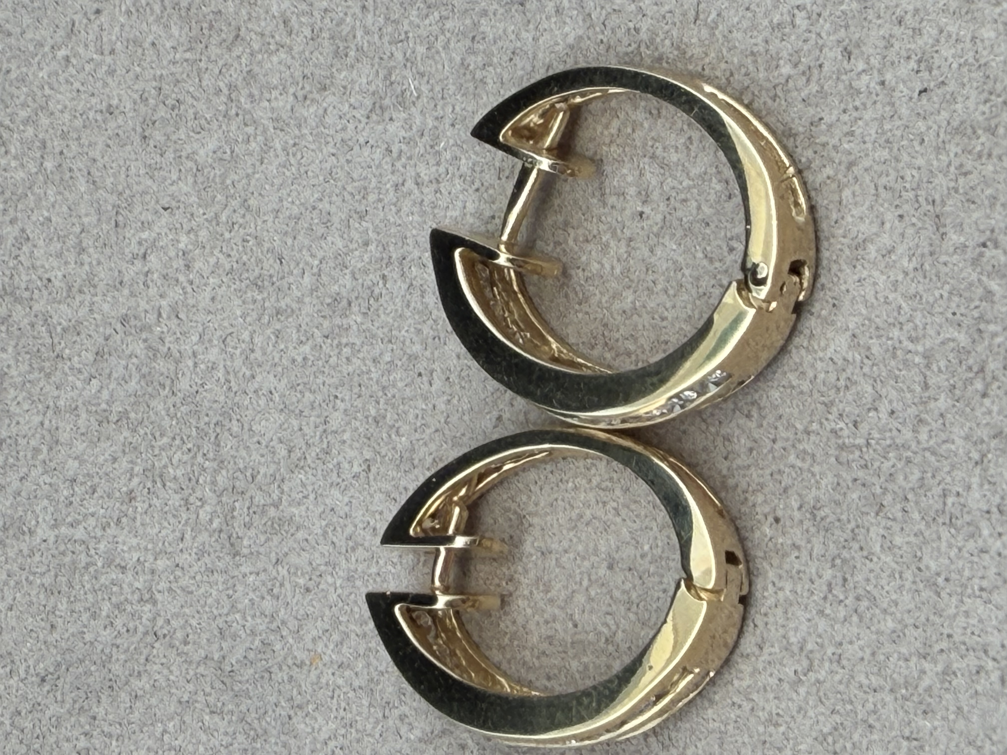14k Yellow Gold Diamond Hoop Earrings