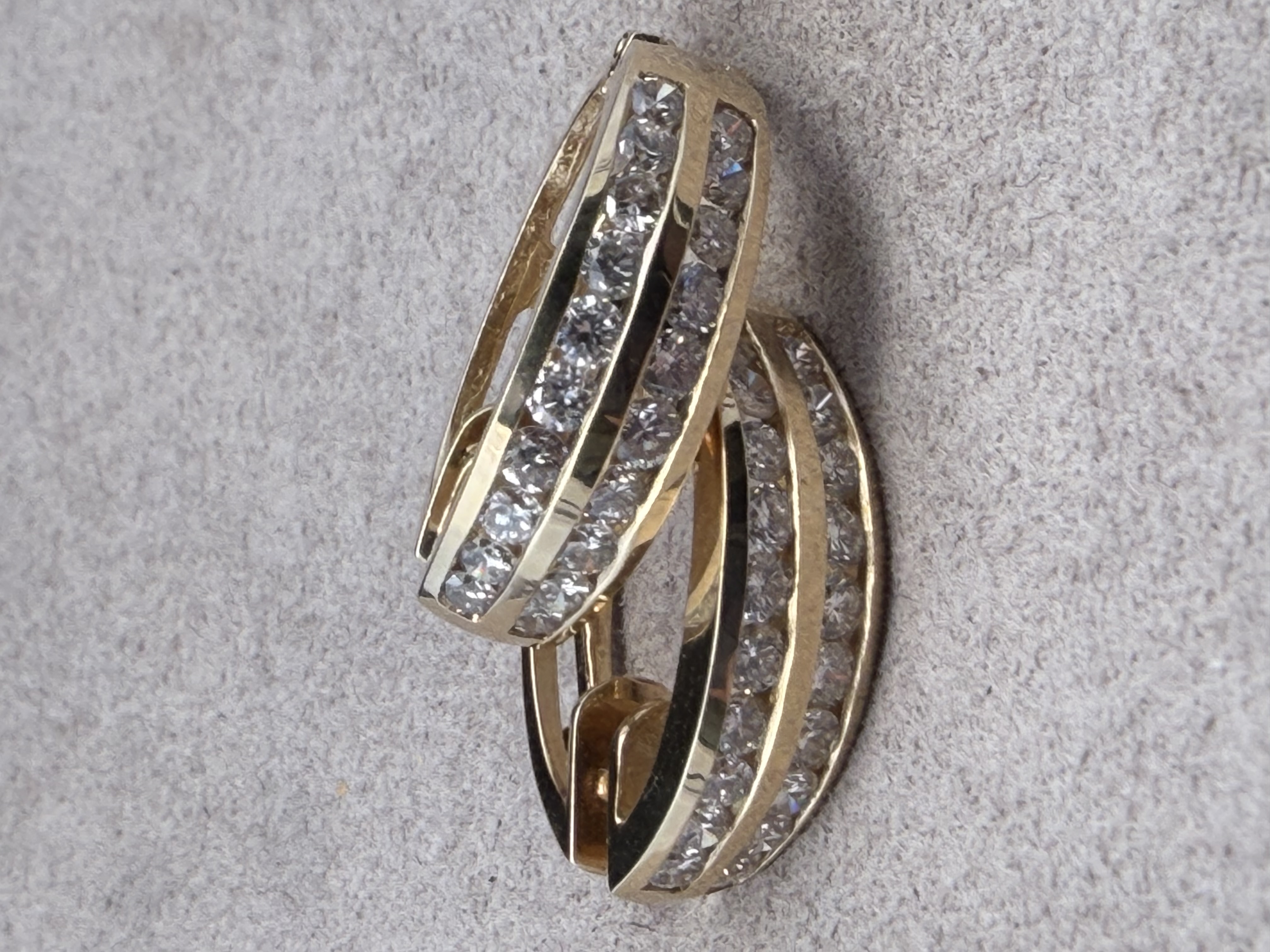 14k Yellow Gold Diamond Hoop Earrings