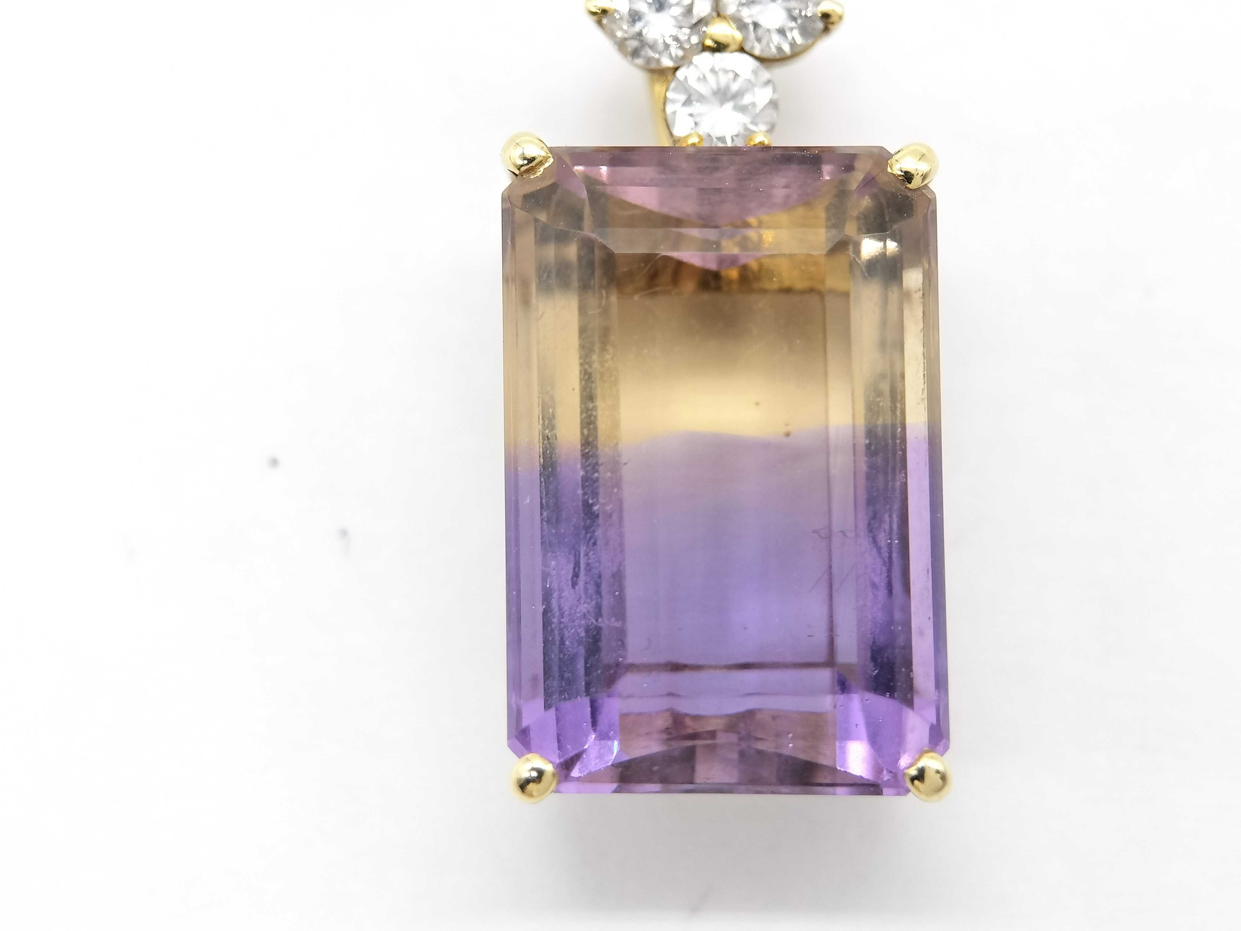 18K Yellow Gold Ametrine and Diamond Pendant