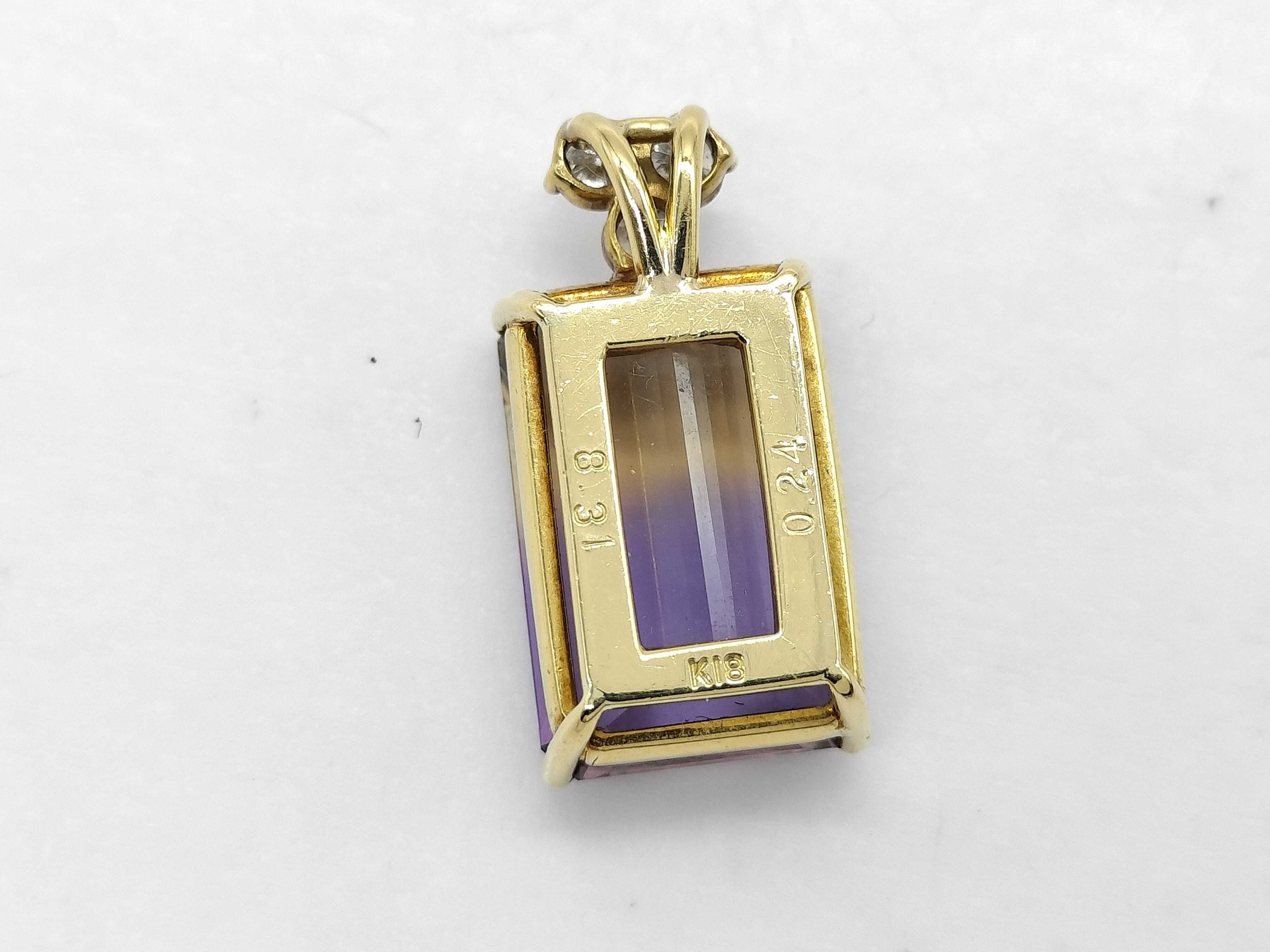 18K Yellow Gold Ametrine and Diamond Pendant