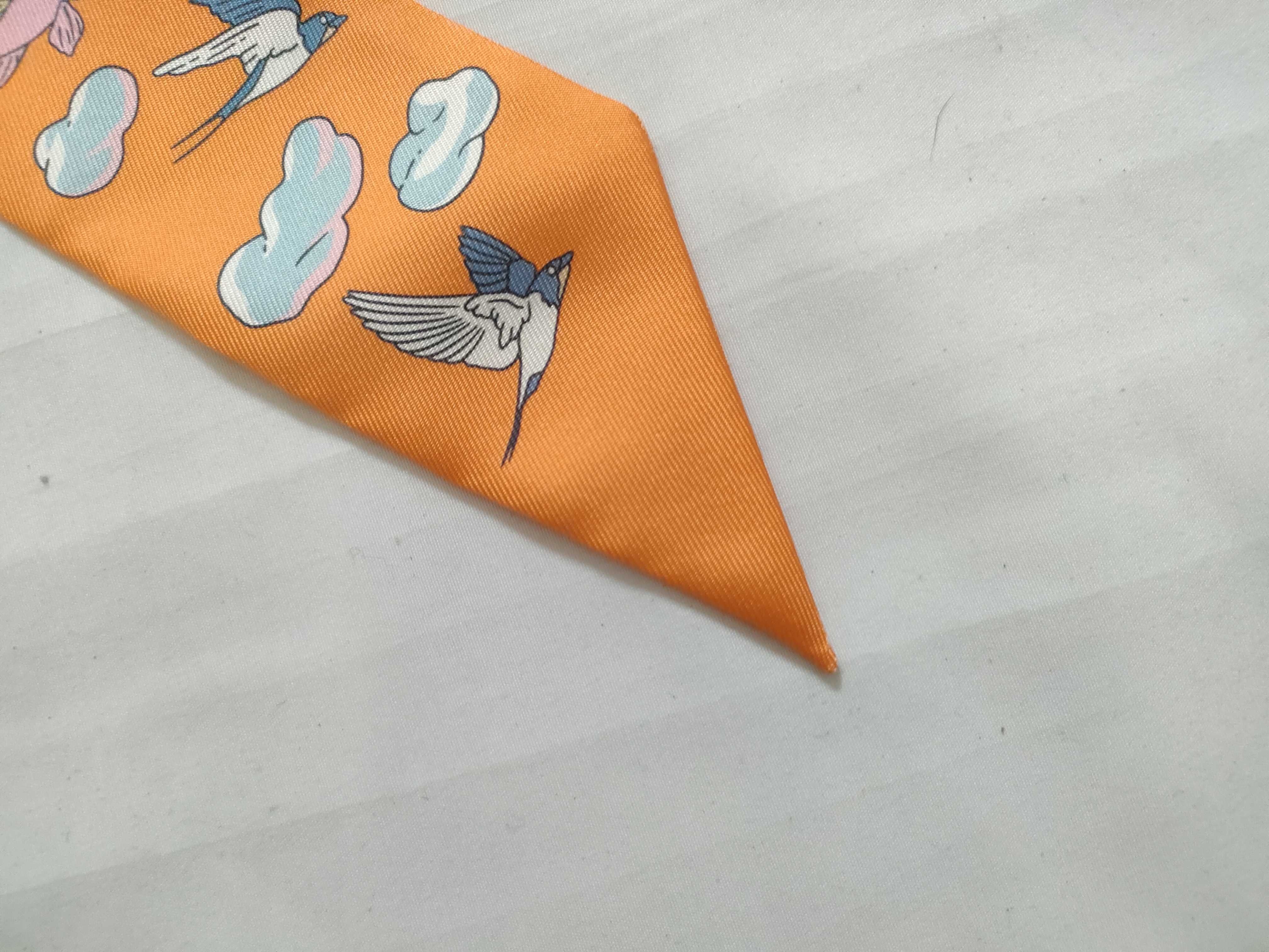 Hermes Sur Mon Nuage Silk Twilly Scarf