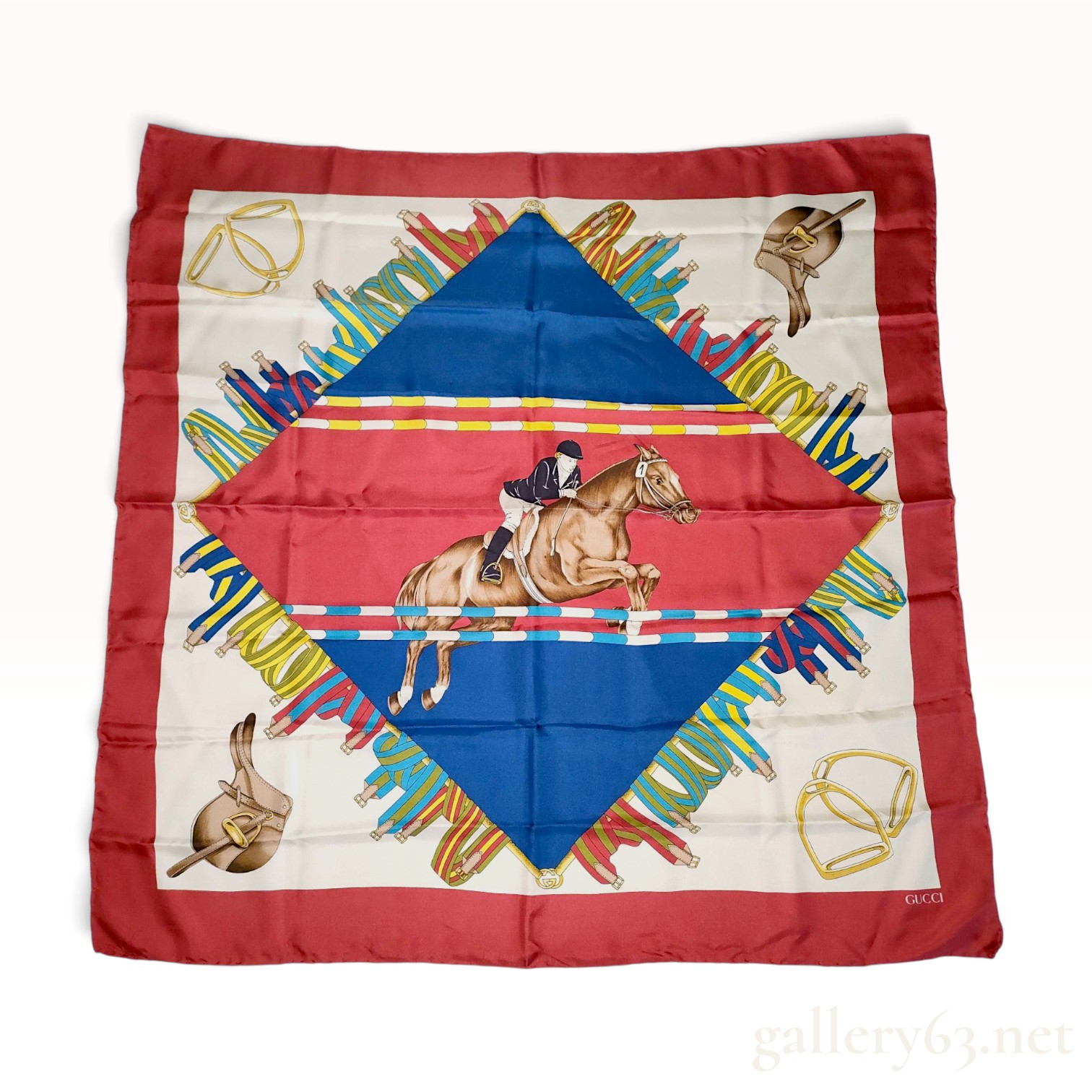 Gucci Equestrian Show Jumping Motif Silk Scarf