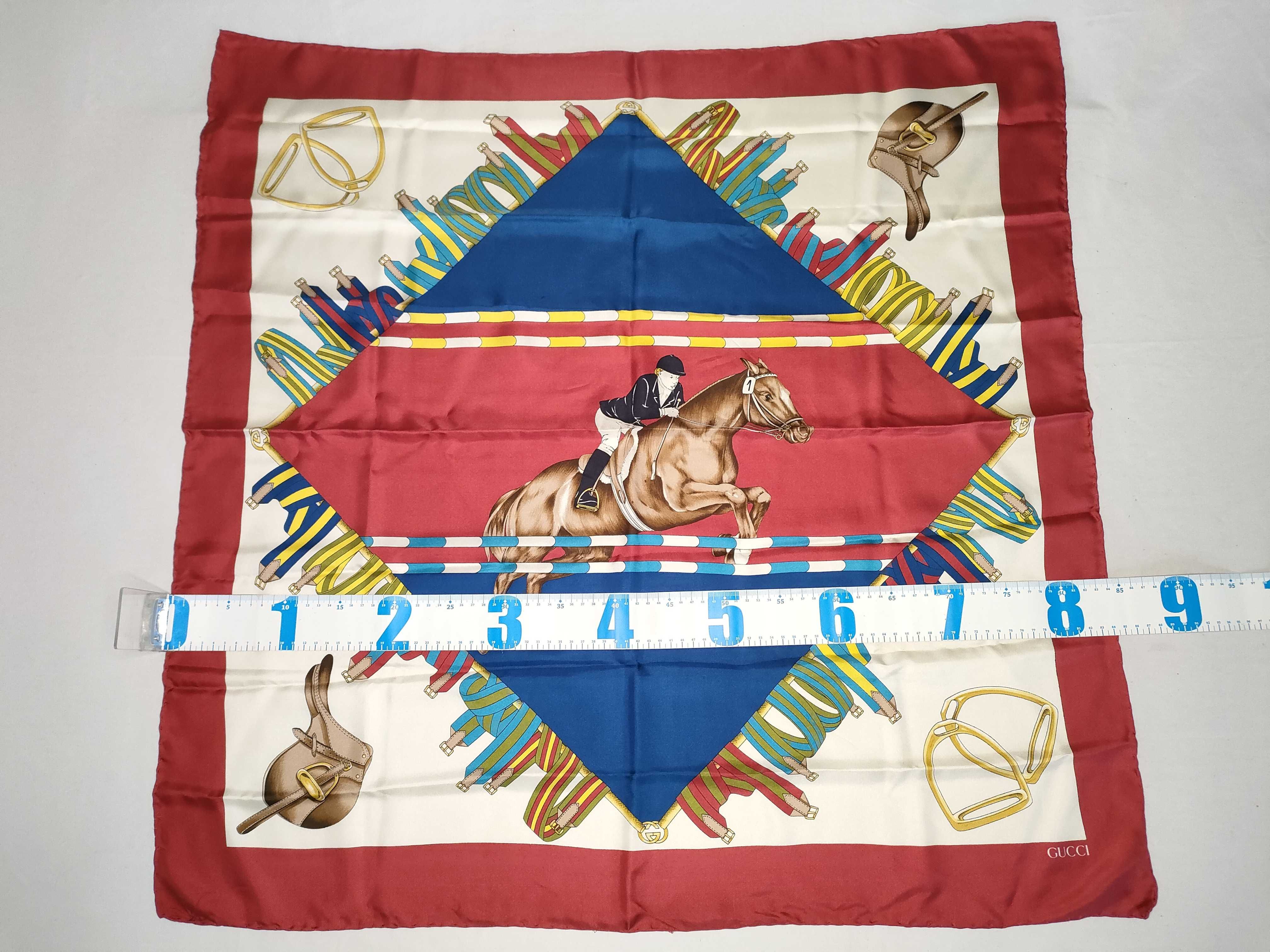 Gucci Equestrian Show Jumping Motif Silk Scarf