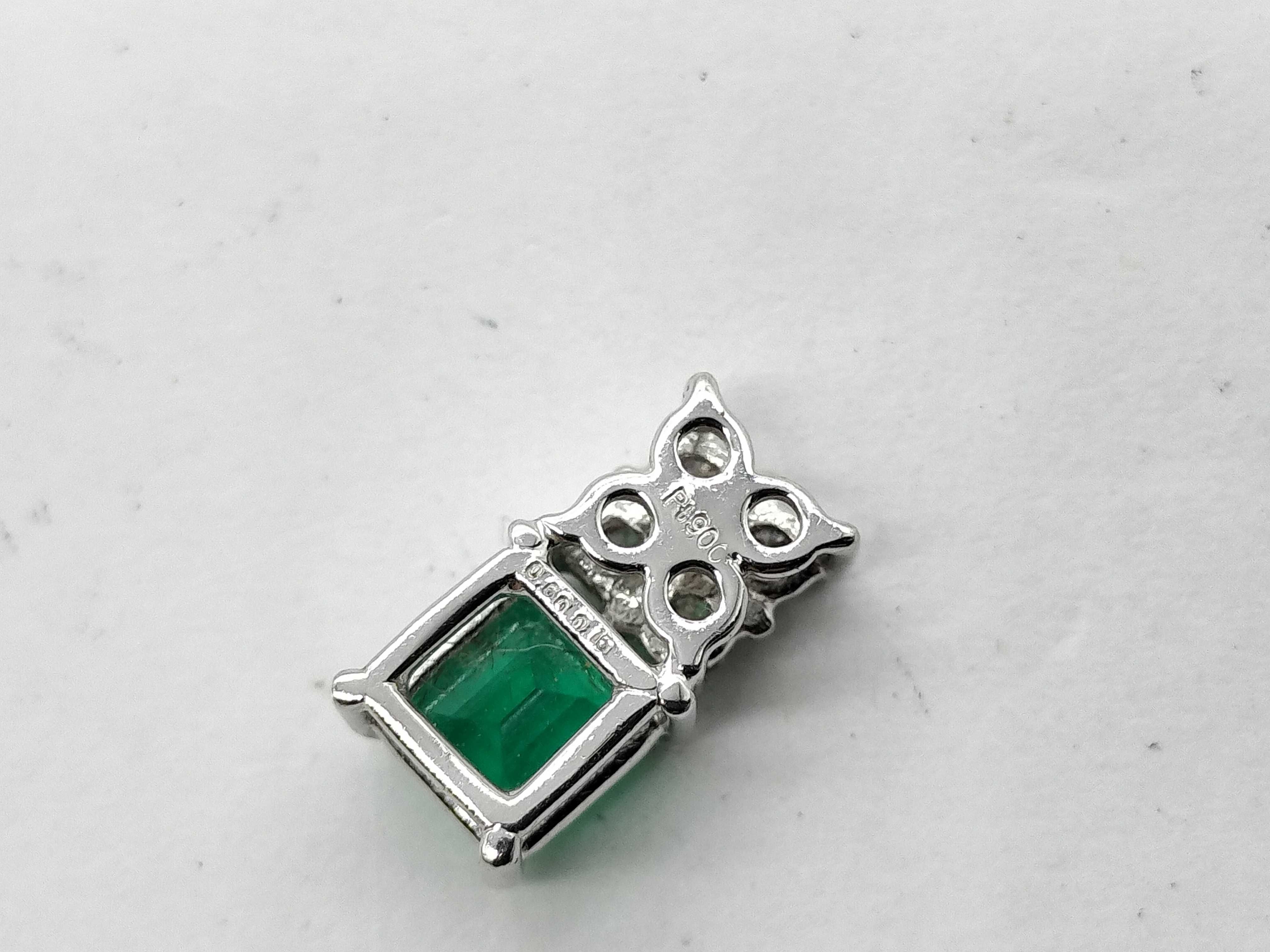 Platinum 0.66 Carat Emerald and 0.15 Carat Diamond Pendant