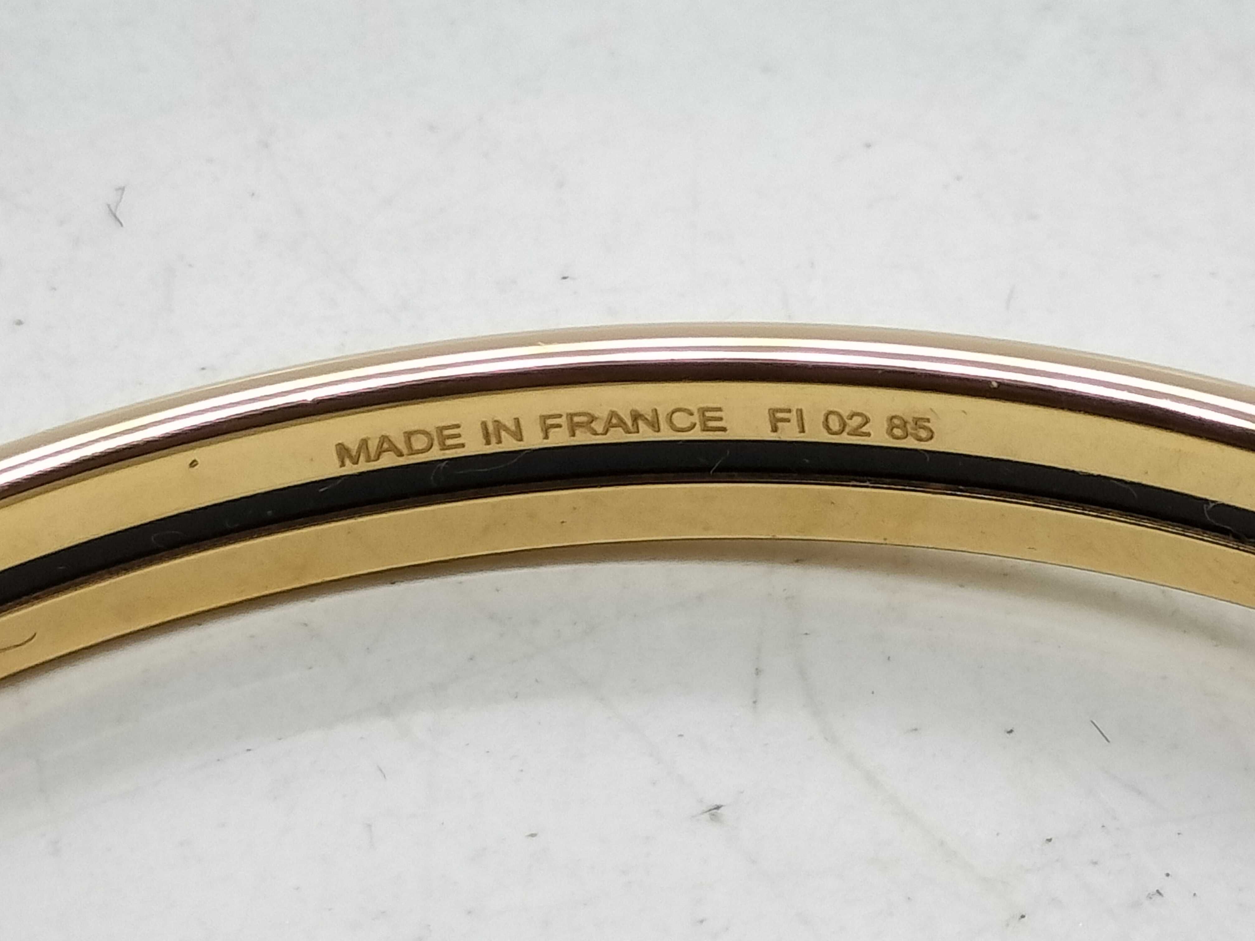 Hermes Narrow Gold Plated Enamel Fish Motif Bangle Bracelet
