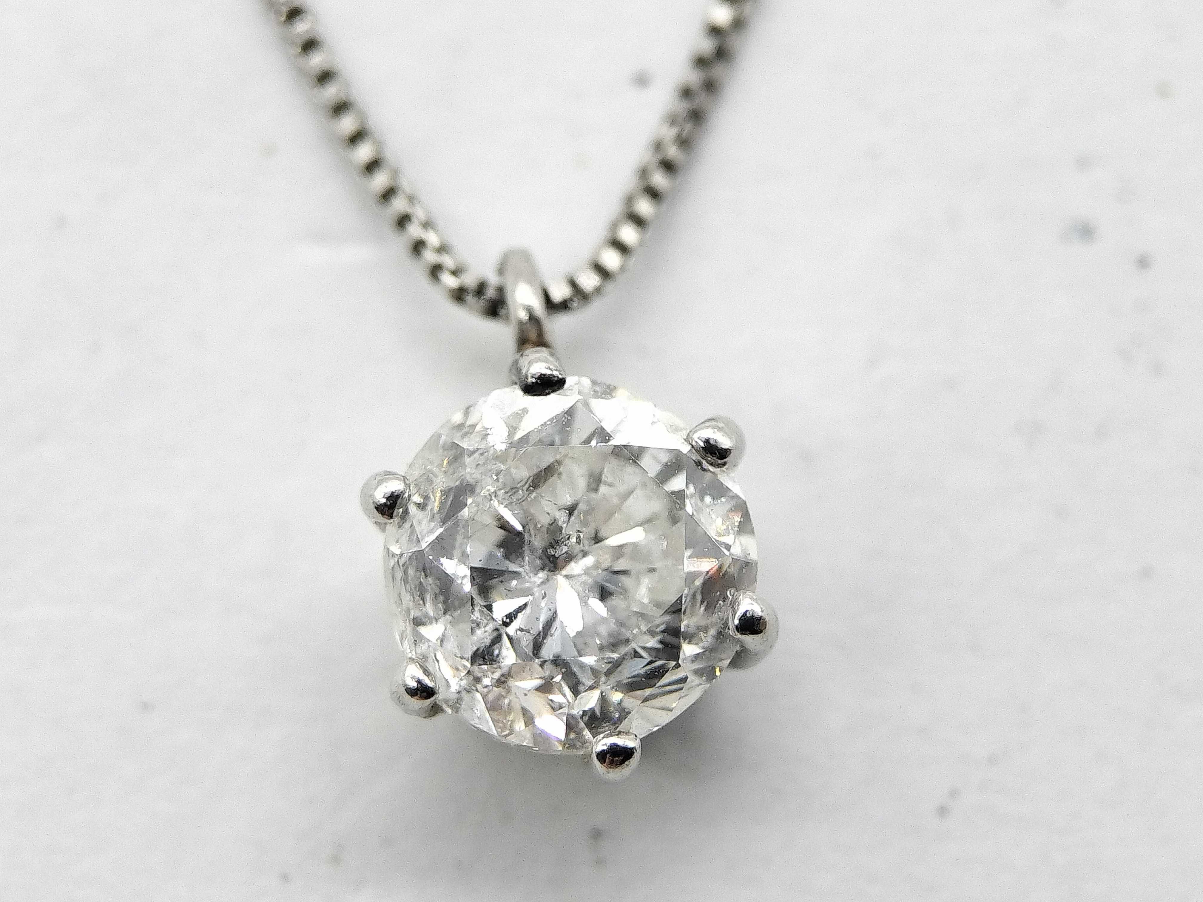 1.02 Carat Diamond and Pt850 Platinum Solitaire Pendant Necklace