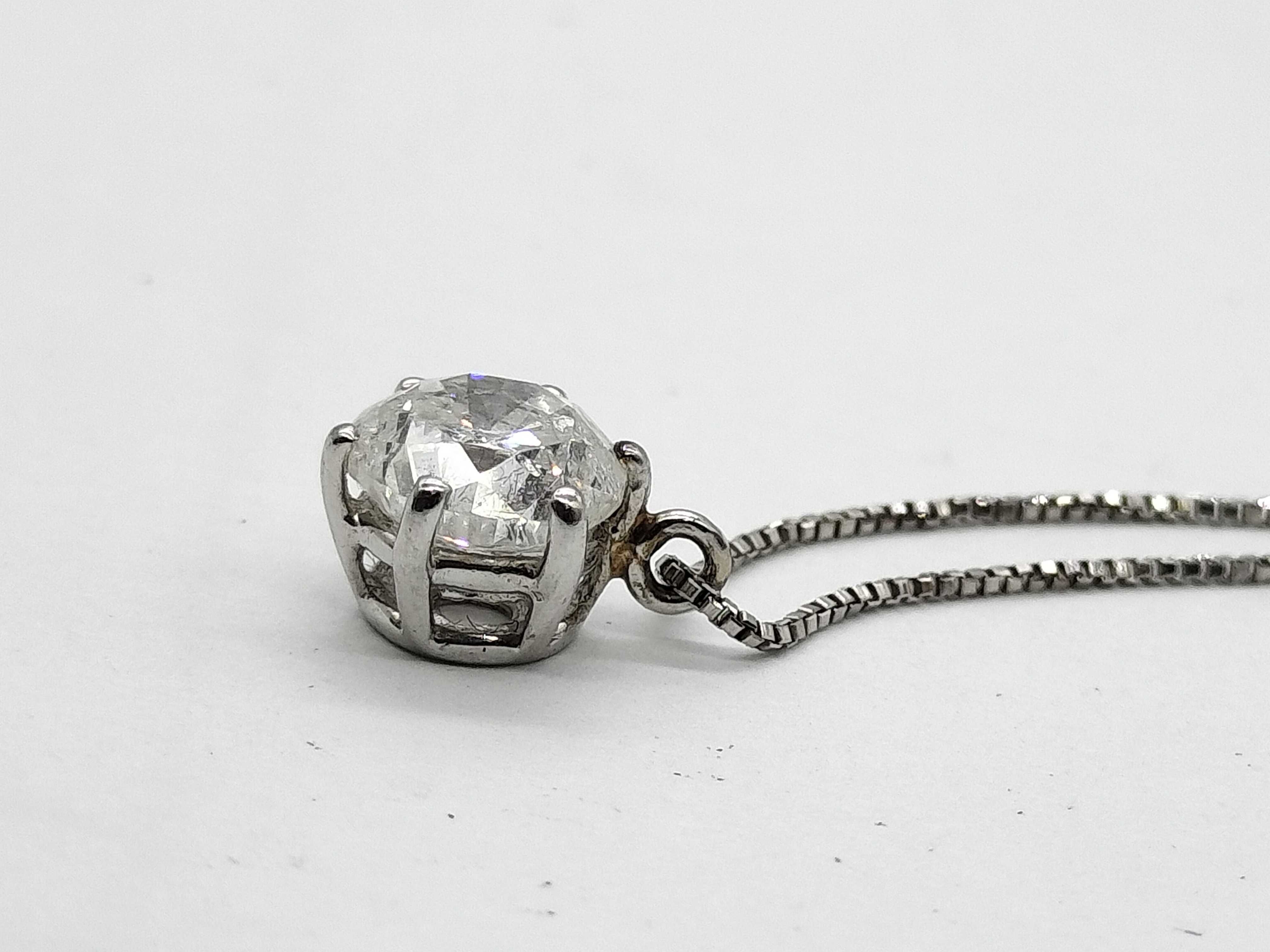 1.02 Carat Diamond and Pt850 Platinum Solitaire Pendant Necklace