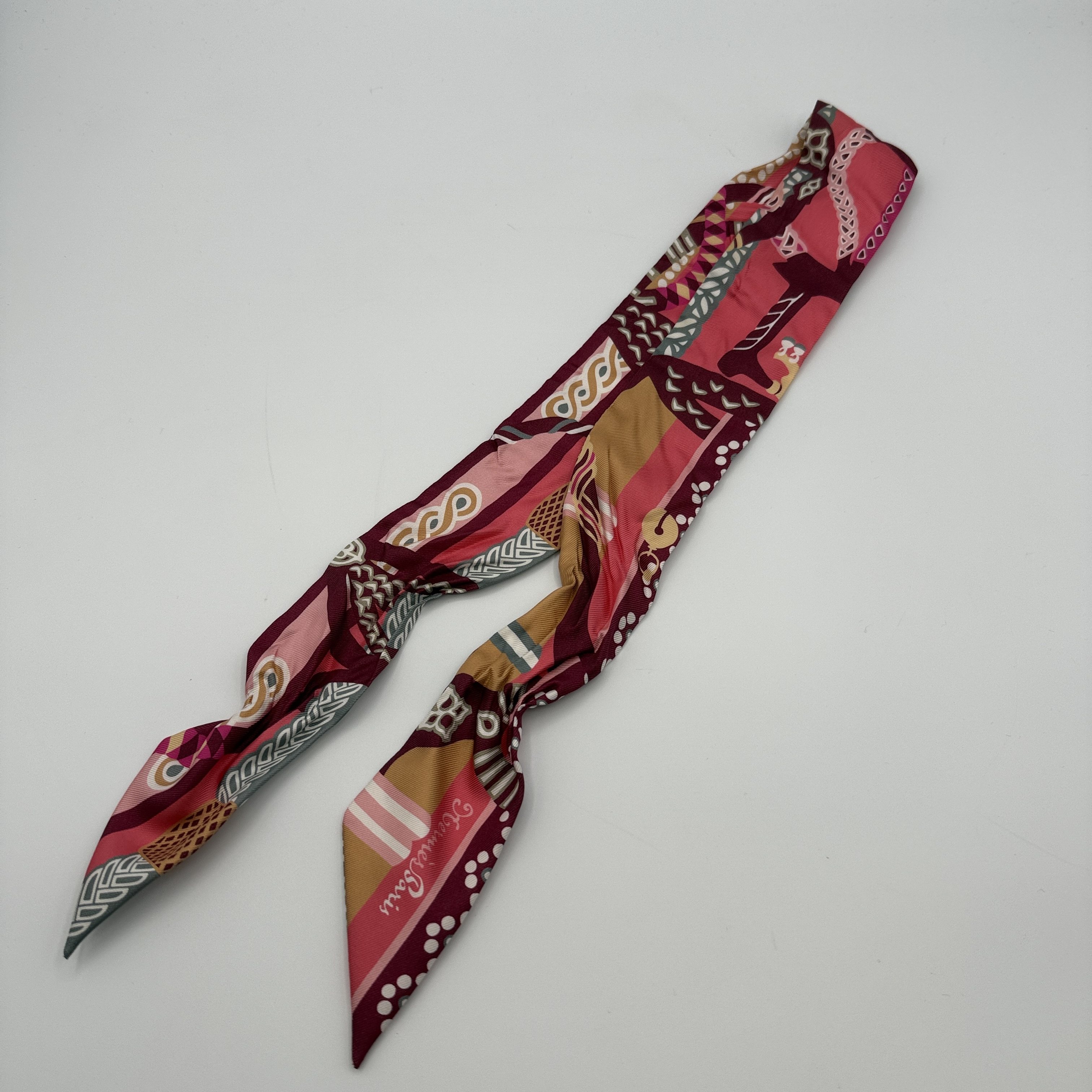 Hermes Fantaisie d'Etriers Silk Twilly Scarf