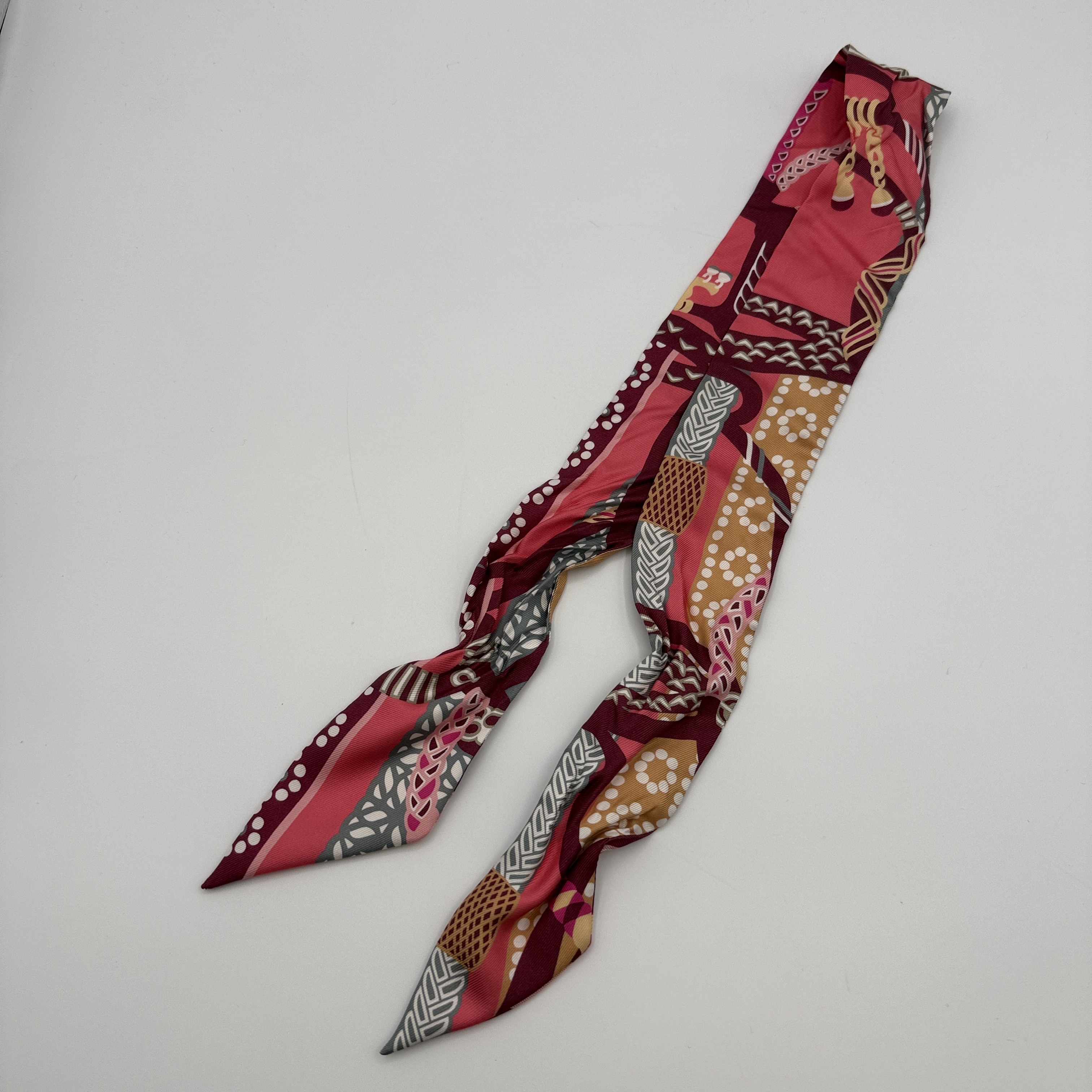 Hermes Fantaisie d'Etriers Silk Twilly Scarf