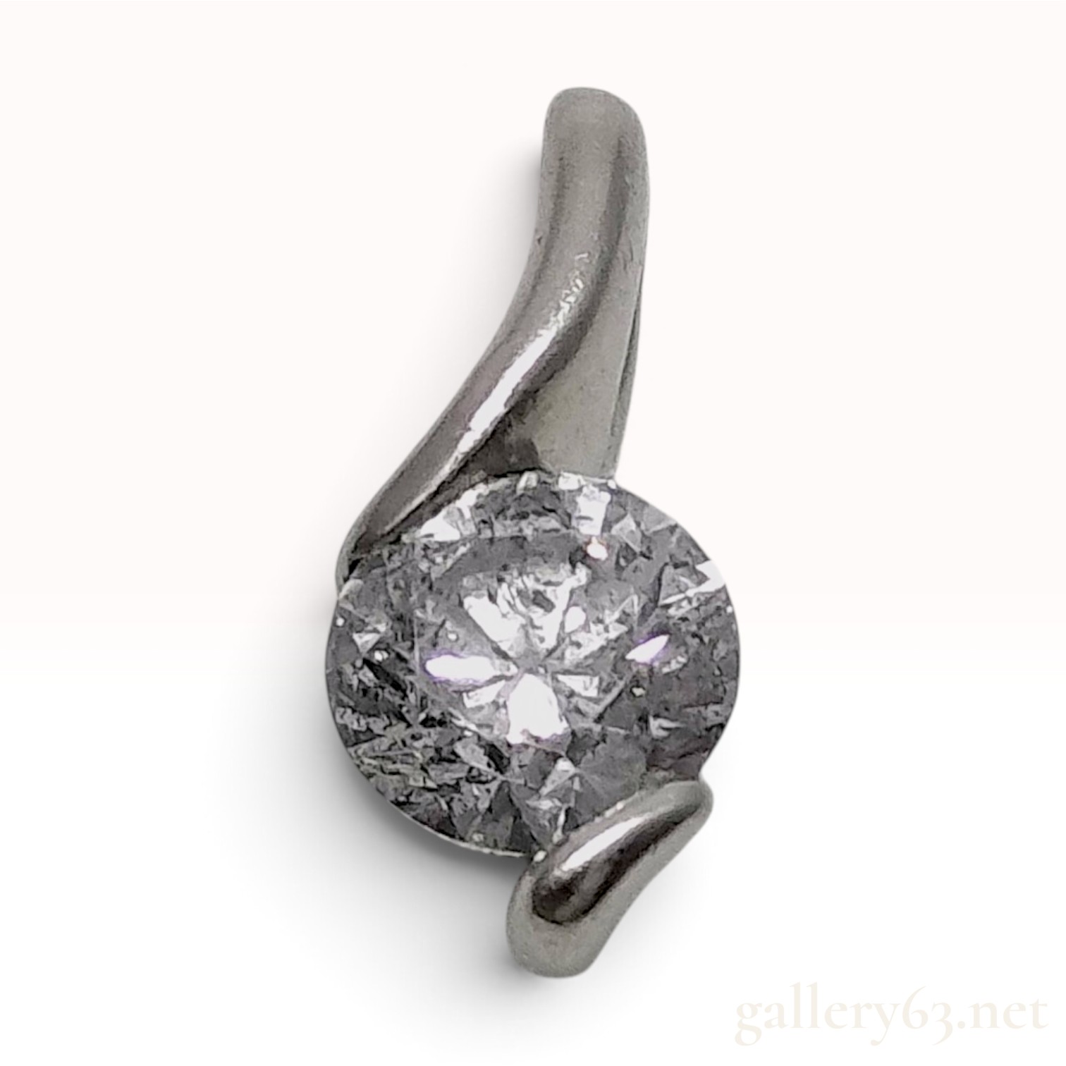 Platinum and 1.00 Carat Diamond Solitaire Bypass Pendant