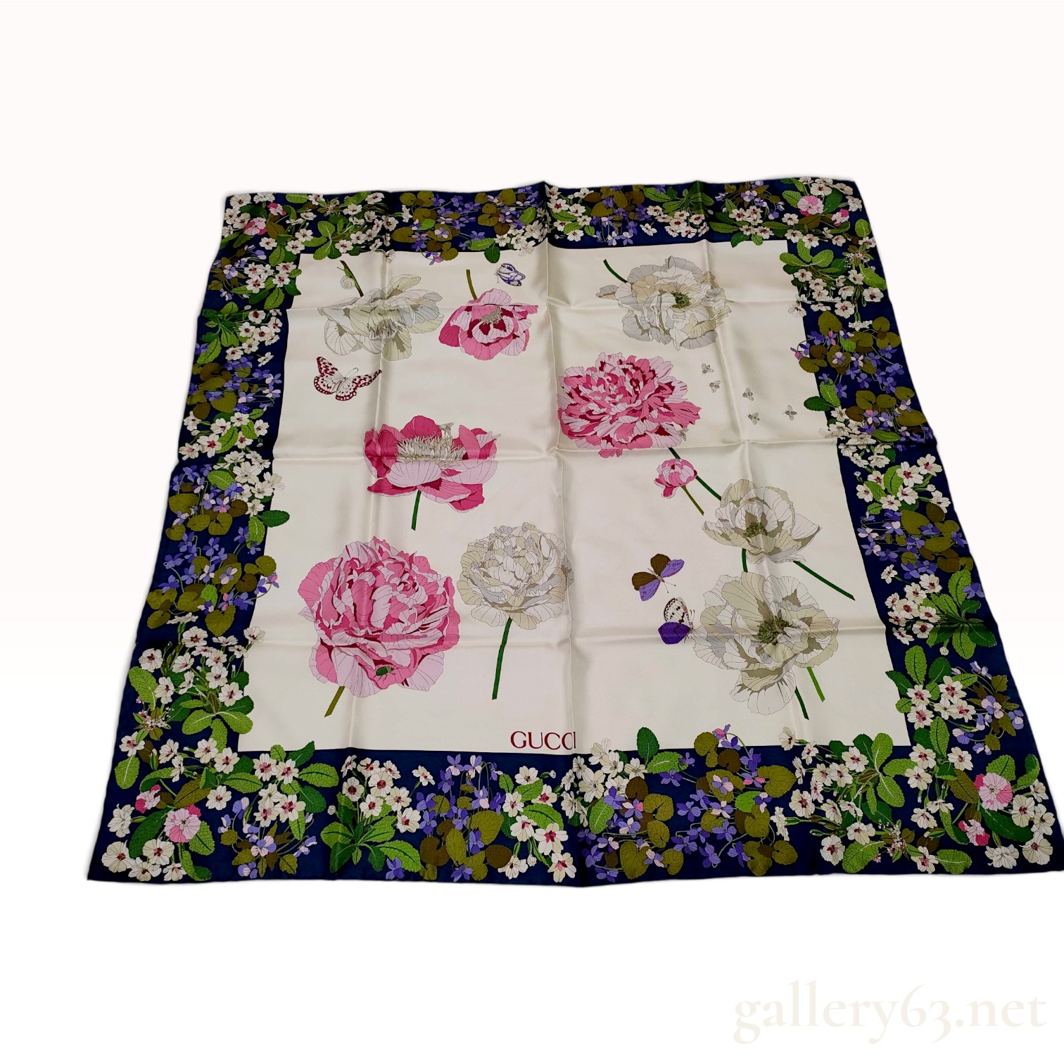 Gucci Flora Motif Silk Square Scarf