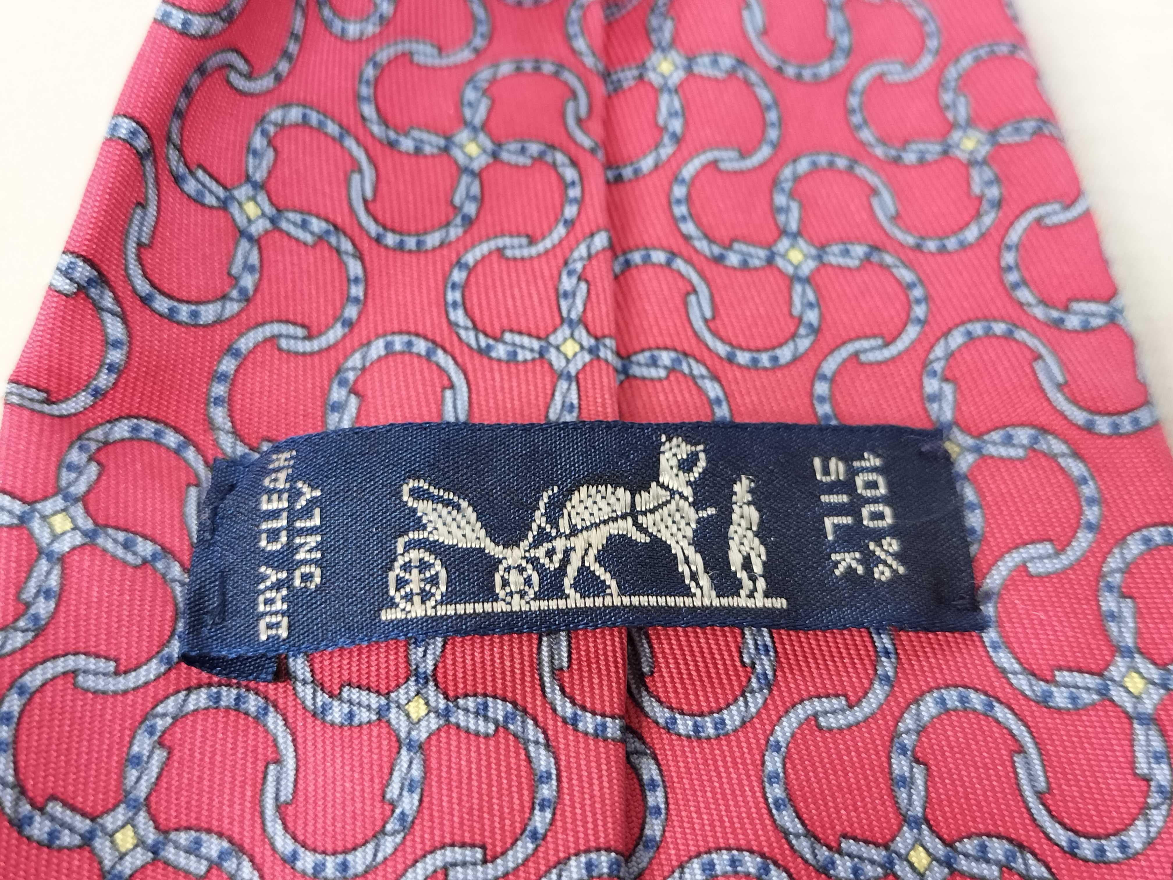 Hermes 100% Silk Geometric Chain Link Pattern Necktie 5245 SA