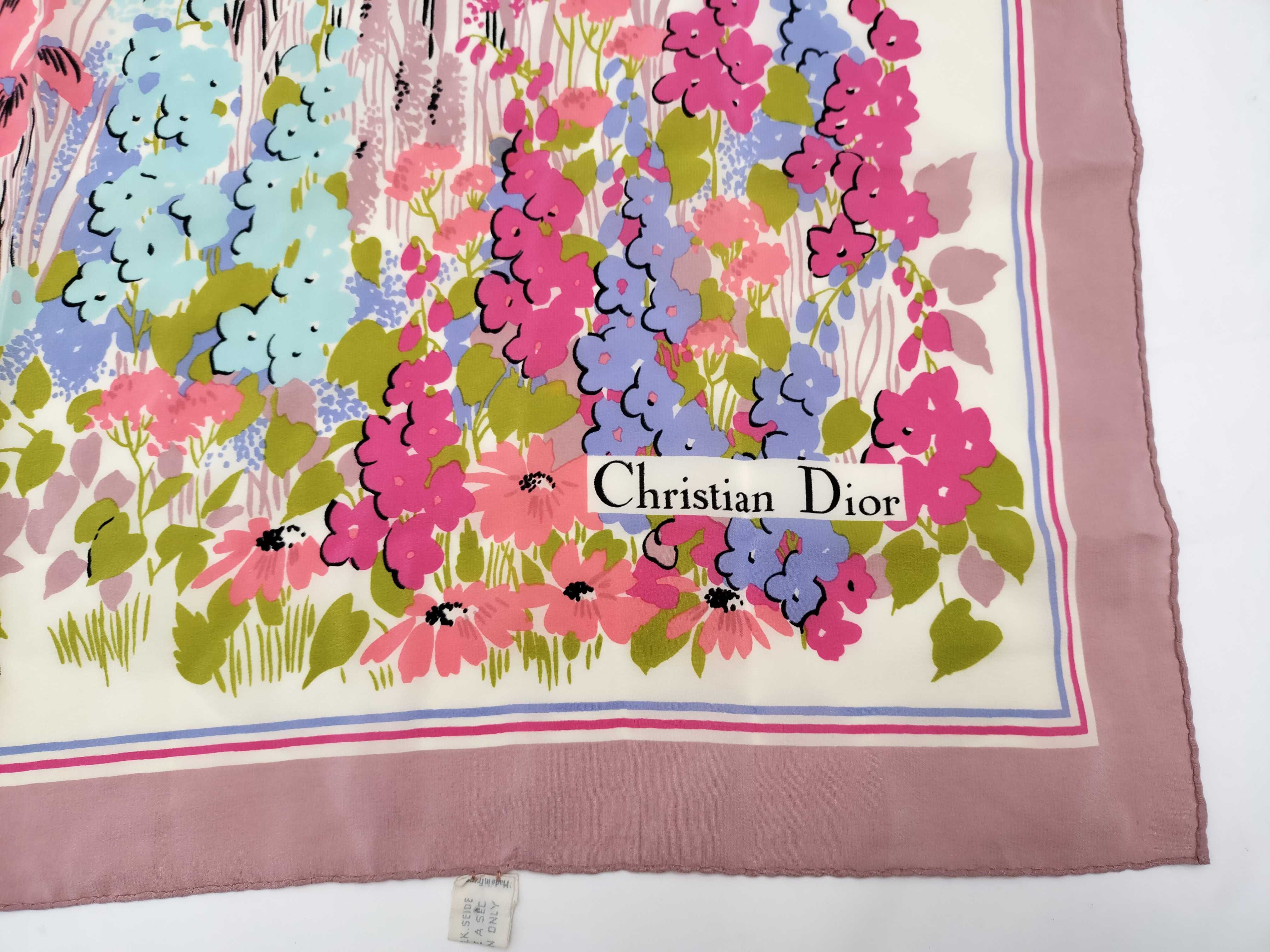 Christian Dior Floral Garden Silk Scarf