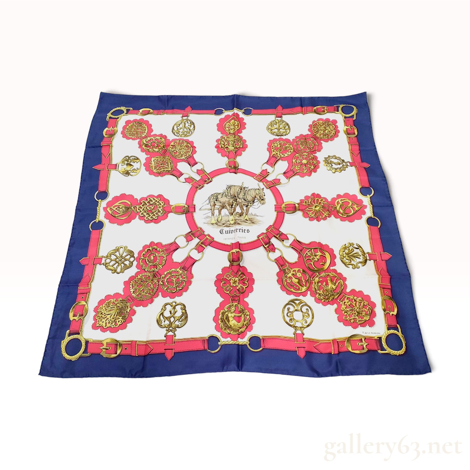Hermes Cuivreries Silk Carre 90 Scarf by Francoise de la Perriere